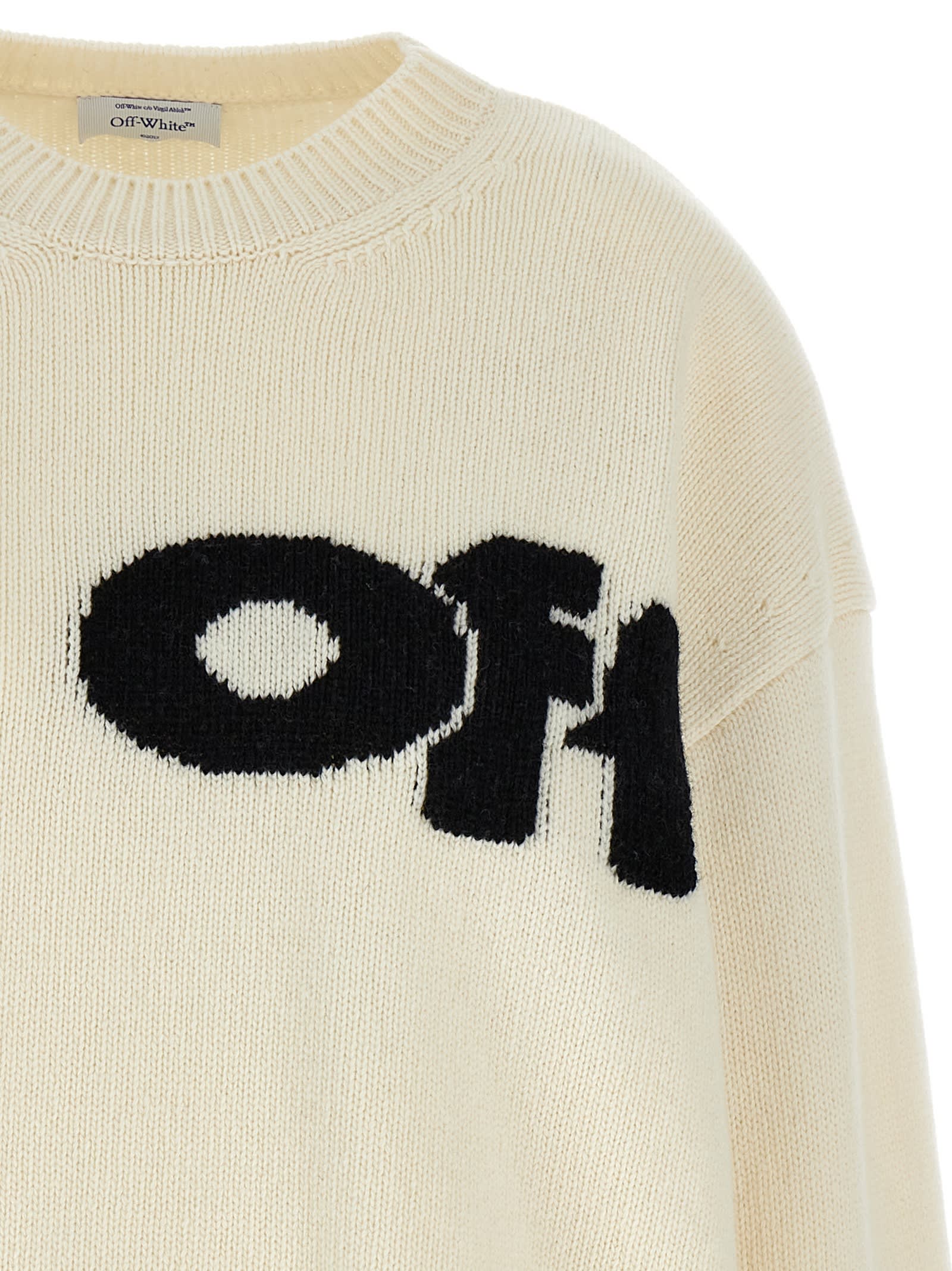 Shop Off-white Shared Logo Sweater In White/black