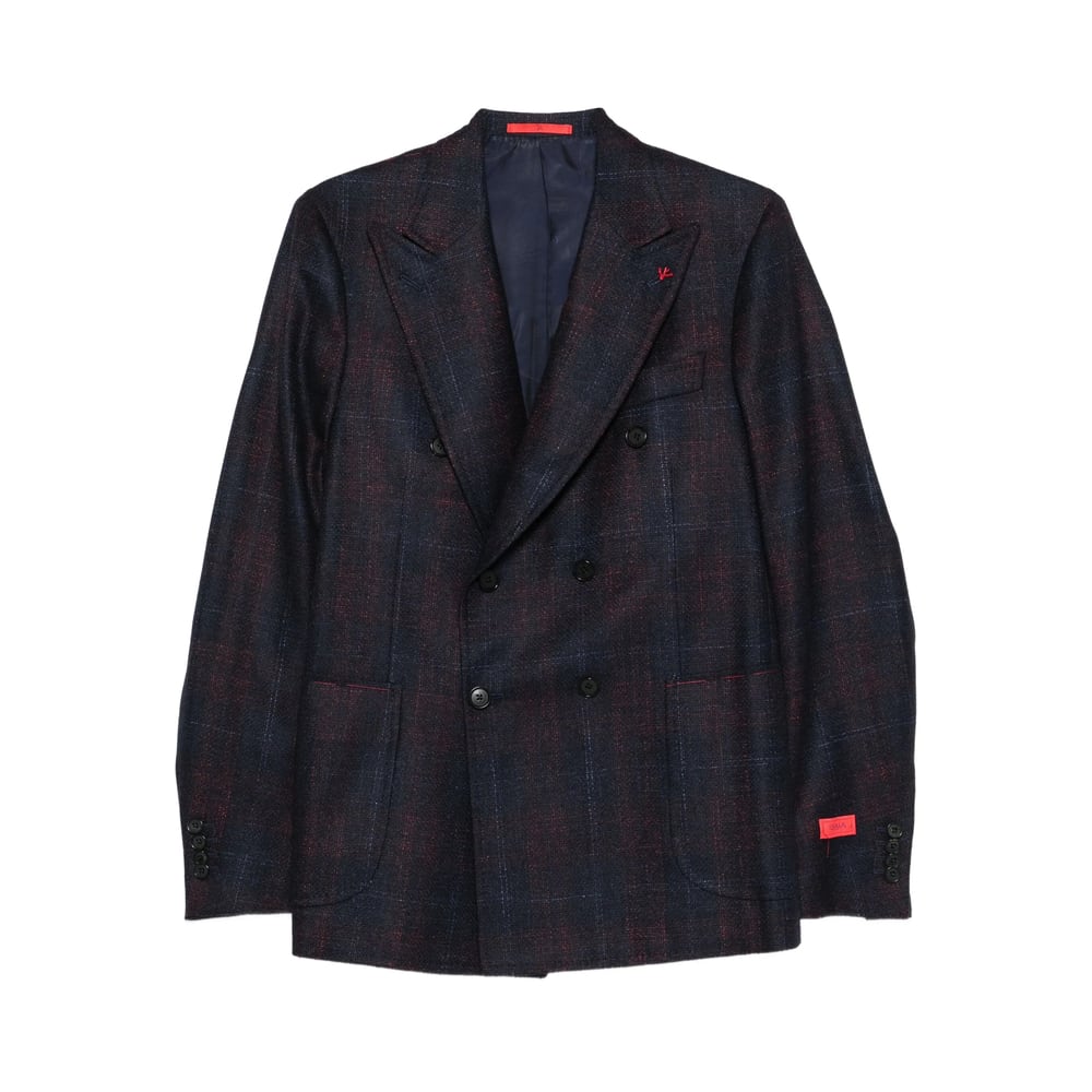 Isaia Double-breasted Checked-pattern Blazer In Multi