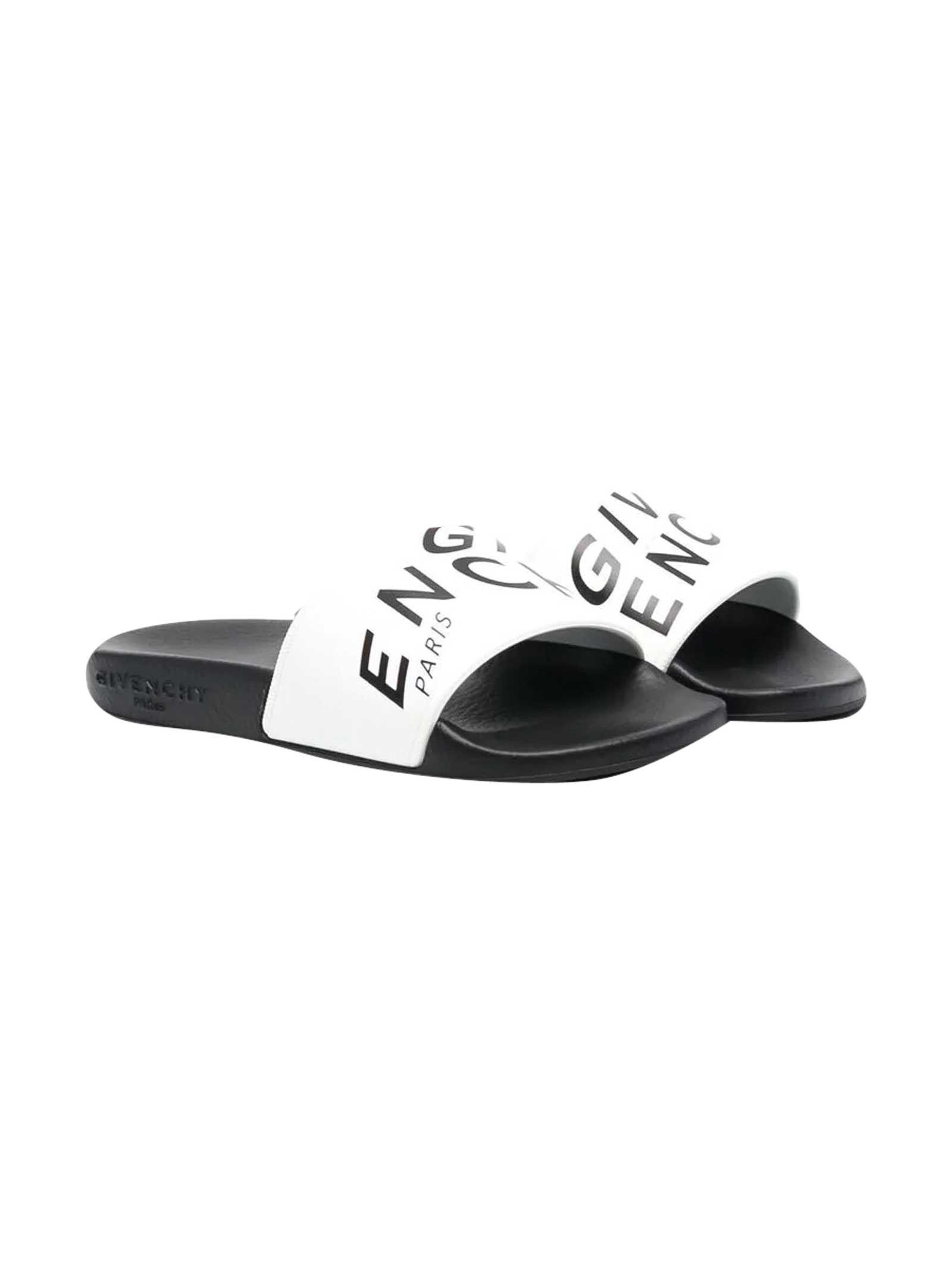 Givenchy White And Black Slippers With Logo