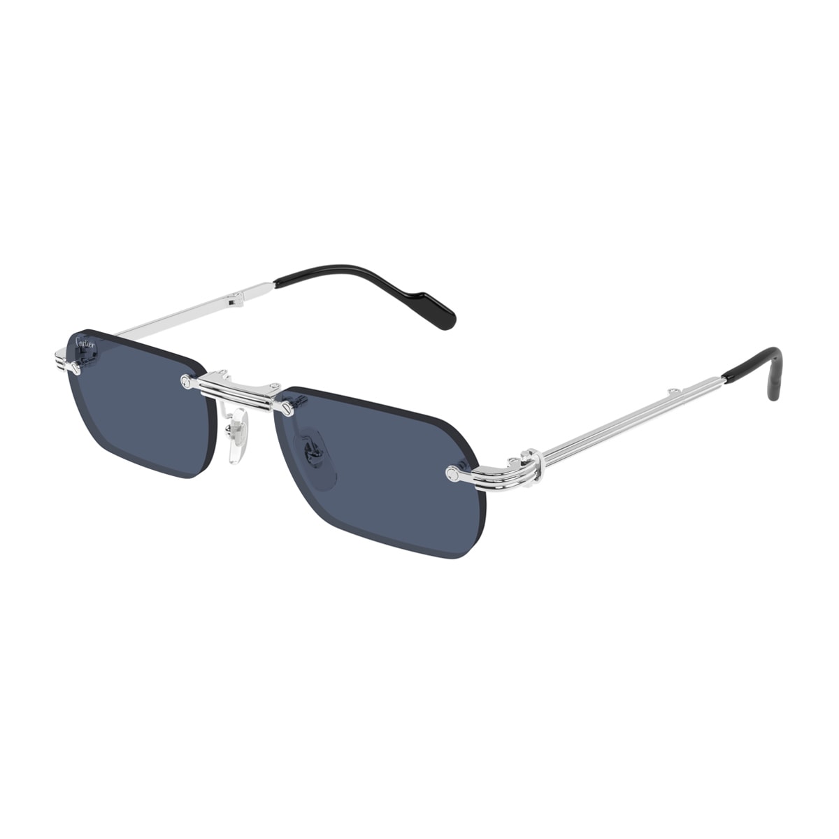 Shop Cartier Ct0499s Première De  002 Silver Blue Sunglasses In Argento