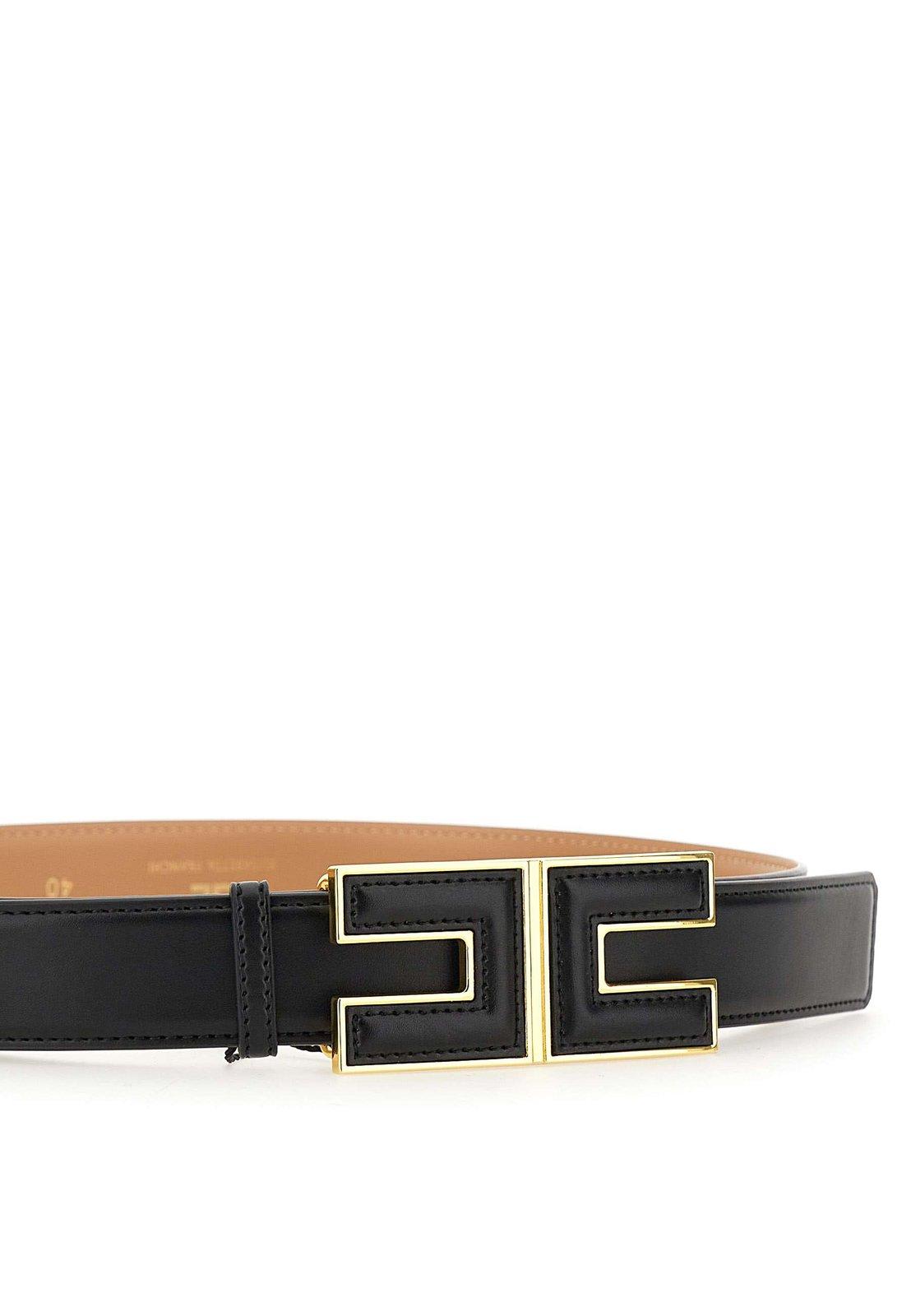 Shop Elisabetta Franchi Logo Buckle Belt  In Black