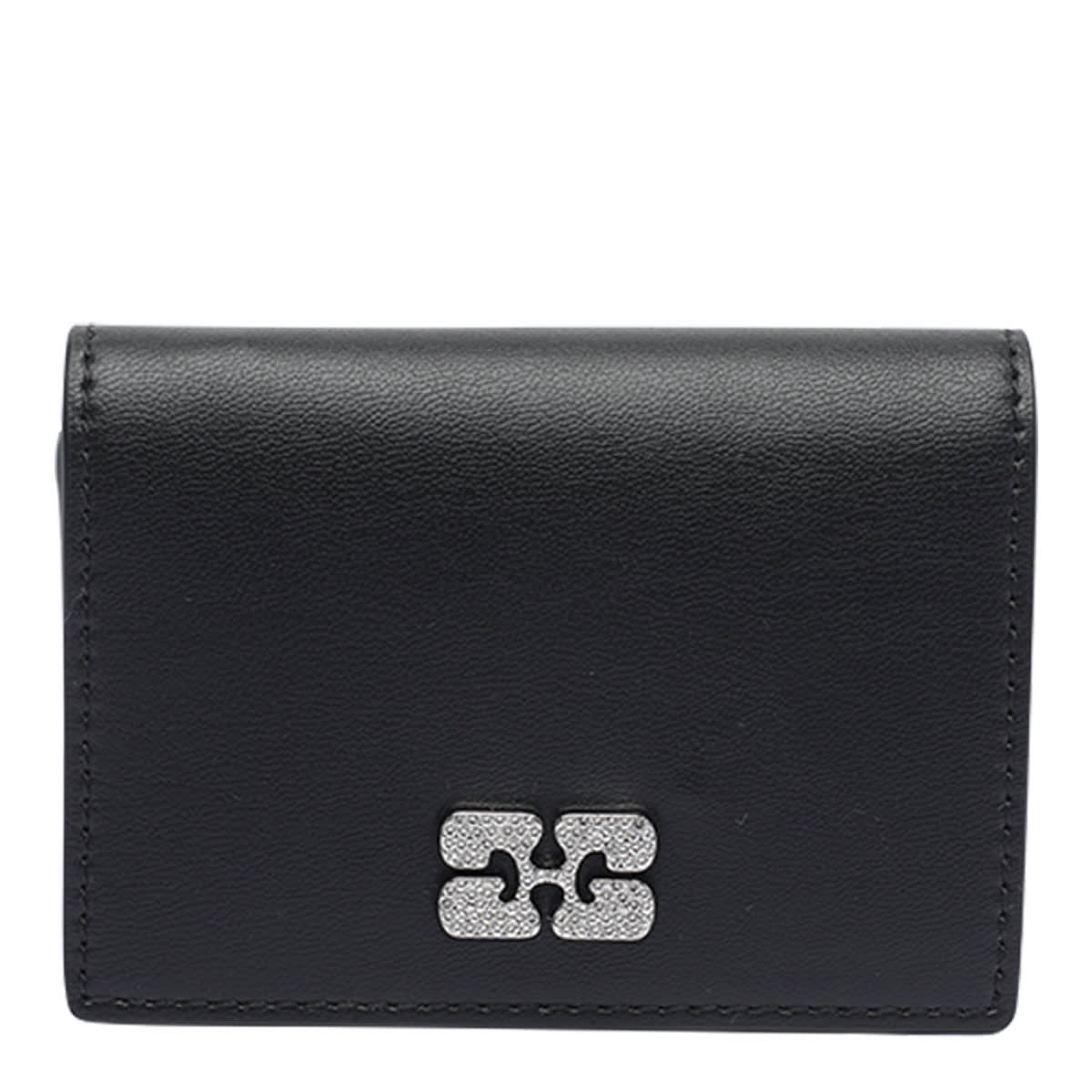 Ganni Strass Logo Cards Holder In Black