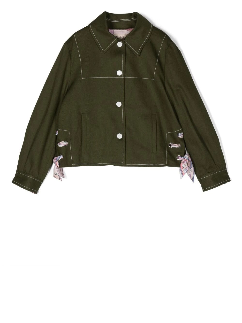 EMILIO PUCCI GREEN JACKET WITH PINK PRINTED BOWS
