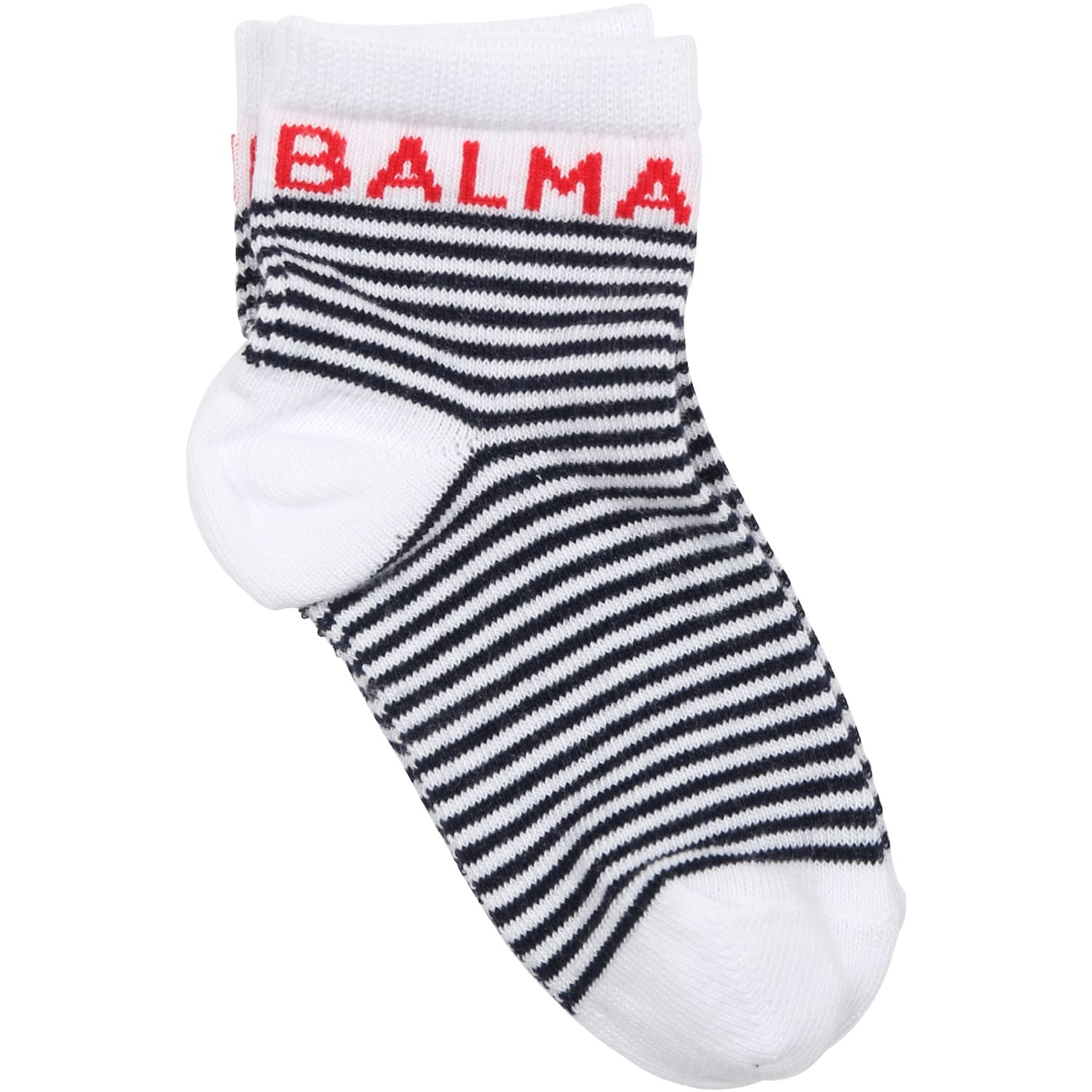 Balmain Kids' Multicolored Socks For Babies With Logo In White