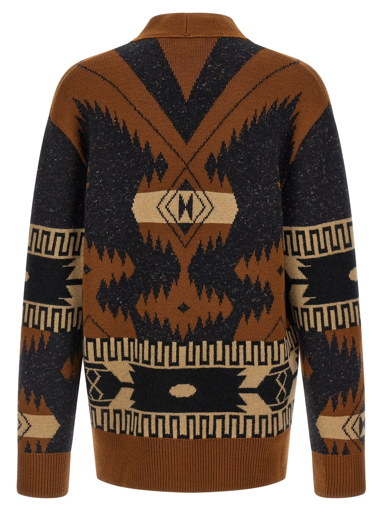 Alanui Geometric Pattern Long Sleeve Cardigan In Brown