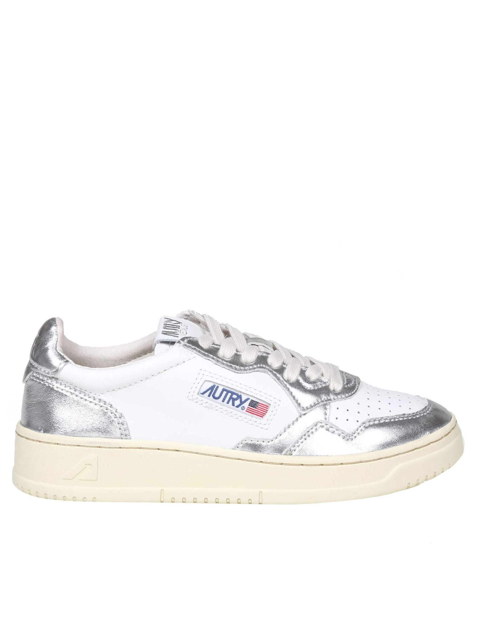 Shop Autry Sneakers In White And Silver Leather In White/silver