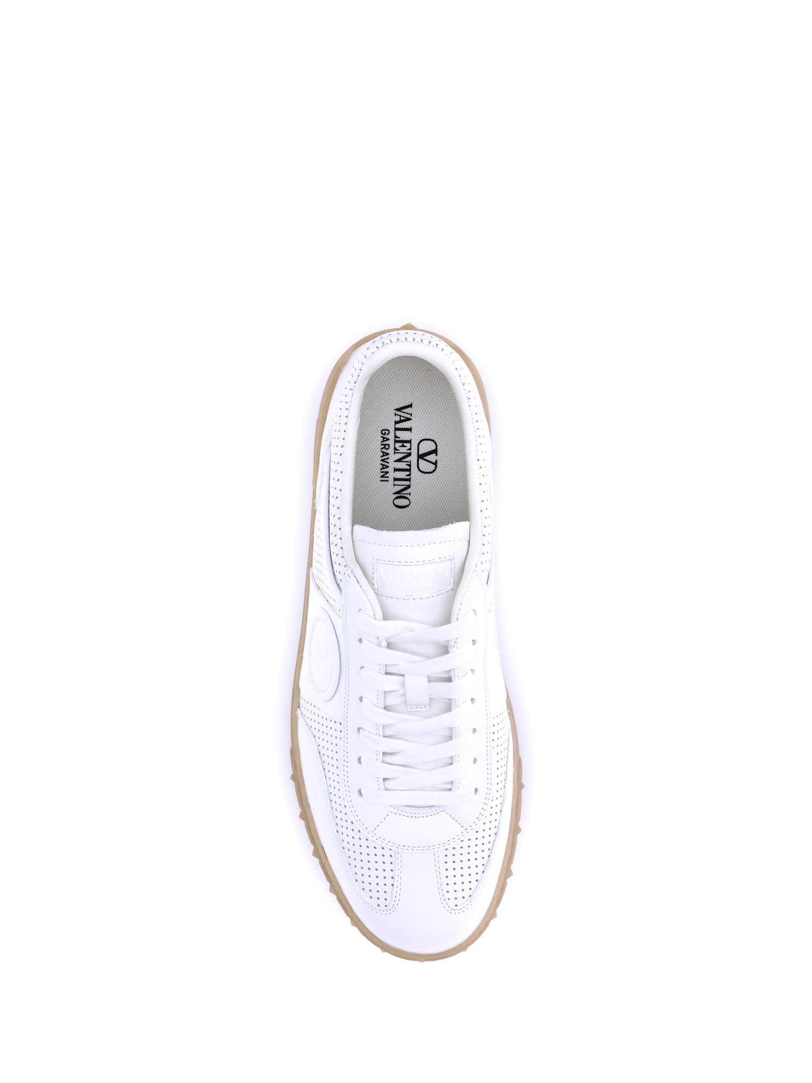 Valentino Garavani Perforated Calf Nappa Leather Sneakers In White