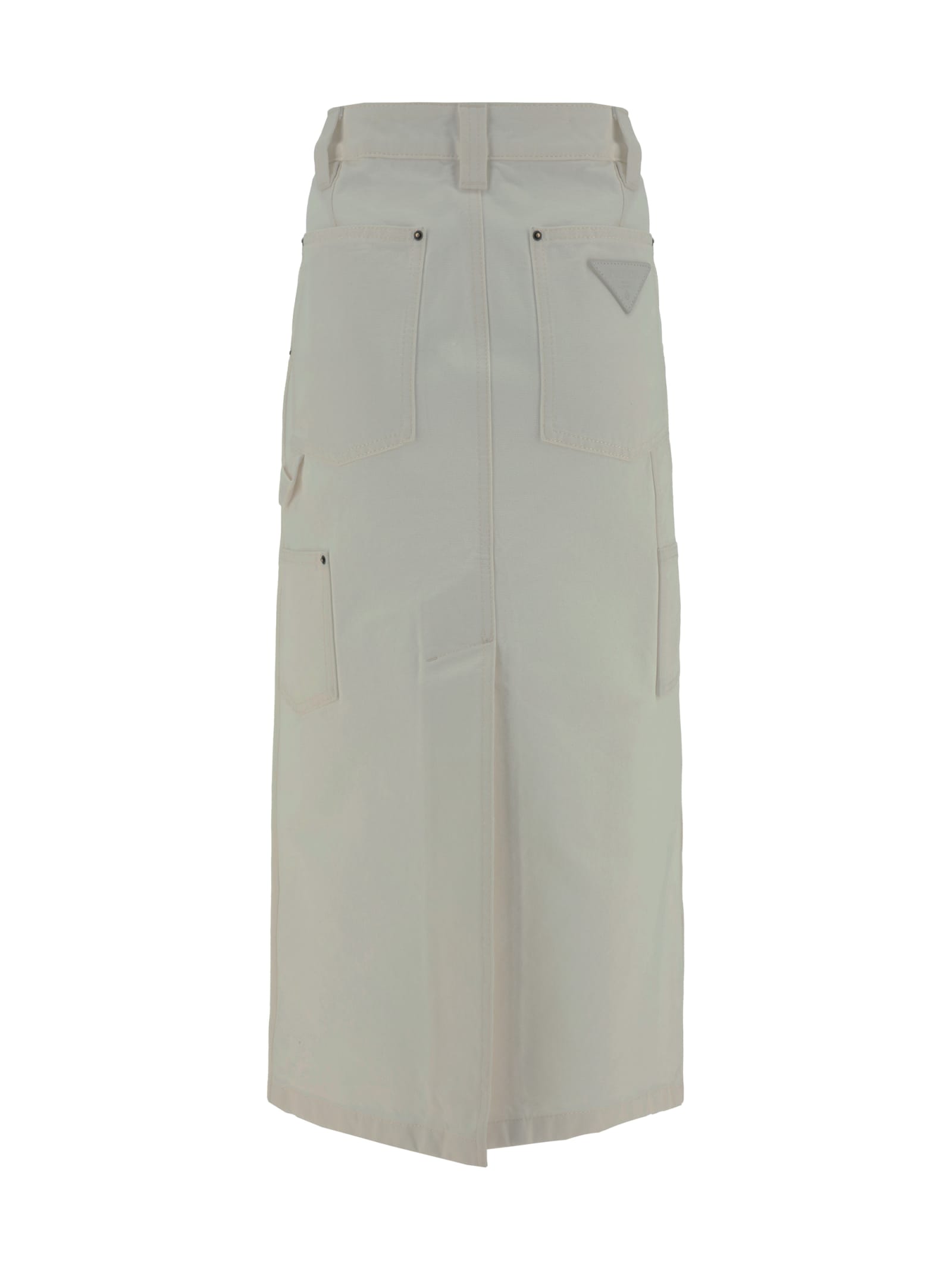 Shop Prada Denim Skirt In Bianco