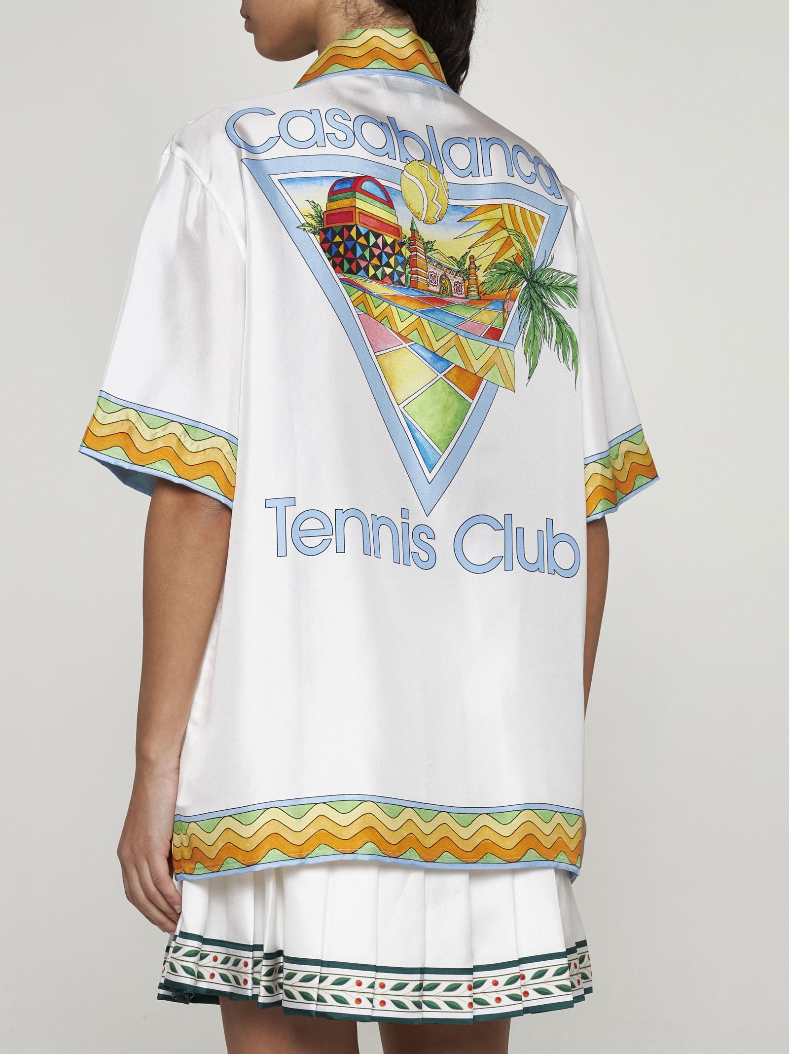 Shop Casablanca Afro Cubism Tennis Club Silk Shirt In Multicolore