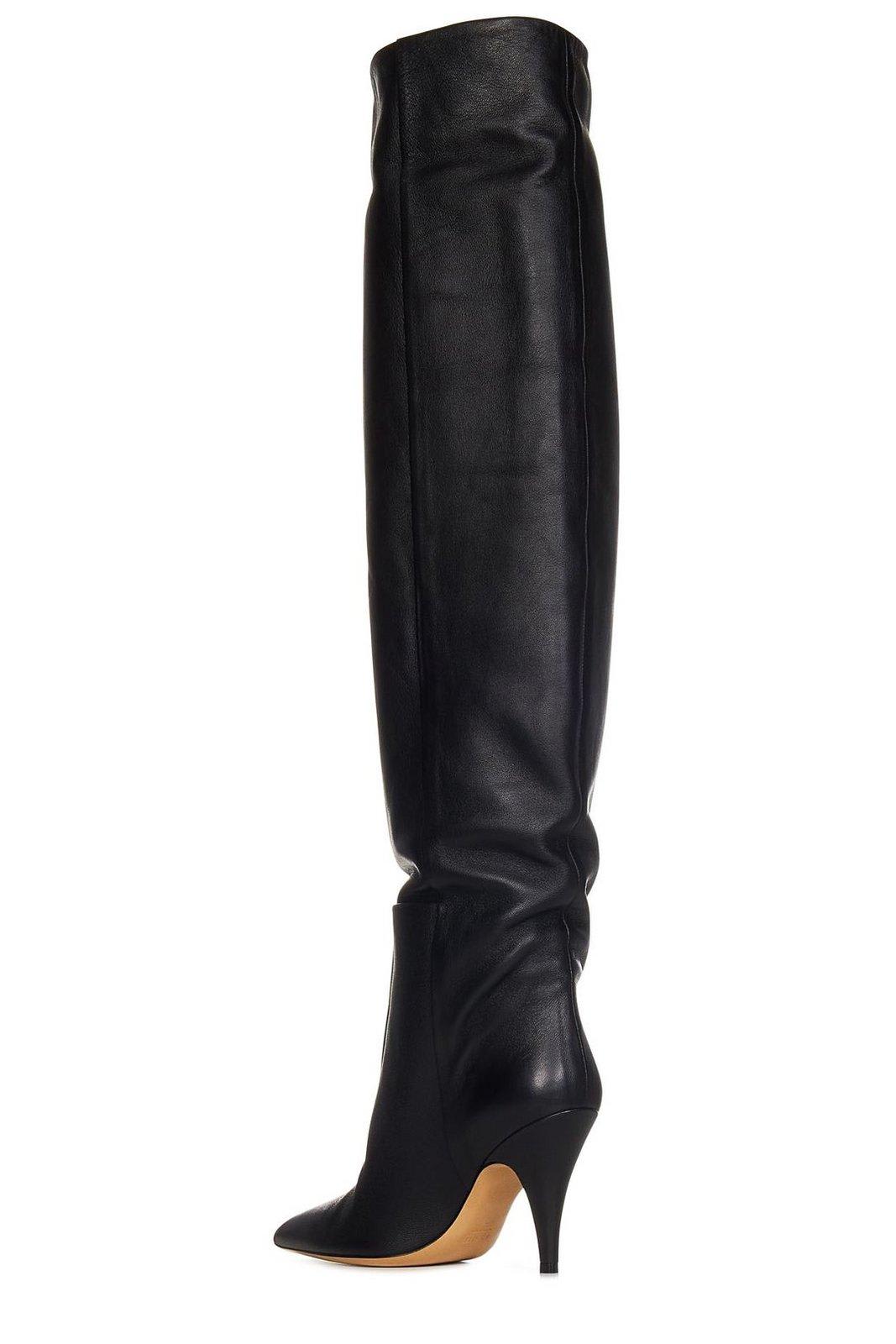 Shop Khaite River Pointed-toe Knee Boots In Black