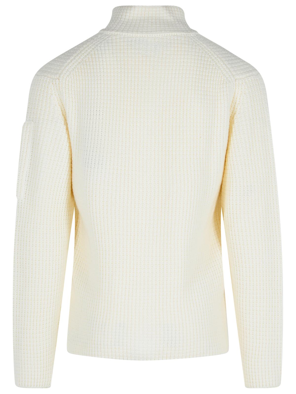 C.p. Company Wool Blend Sweater High Collar In White