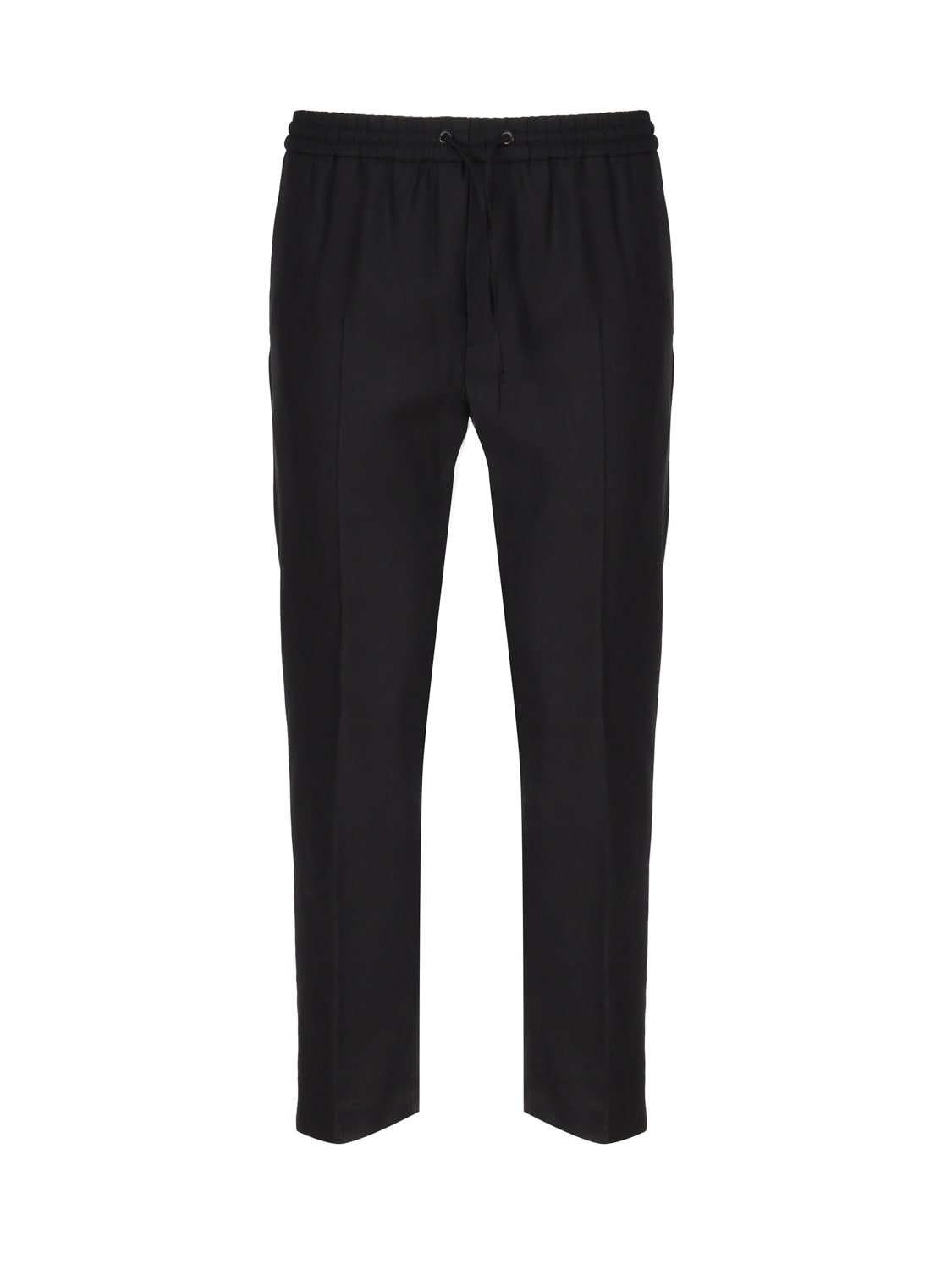 Calvin Klein Straight Leg Tracksuit Style Trousers In Virgin Wool In Black
