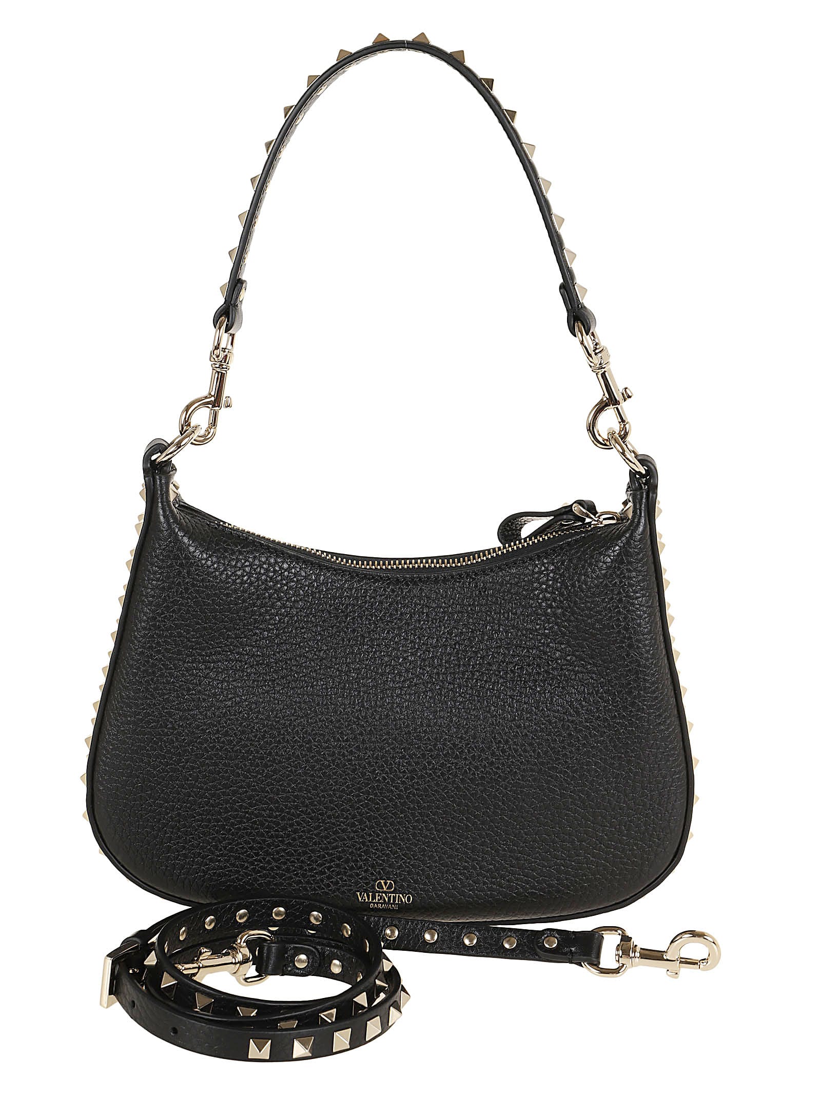 Shop Valentino Small Hobo Rockstud In No Nero