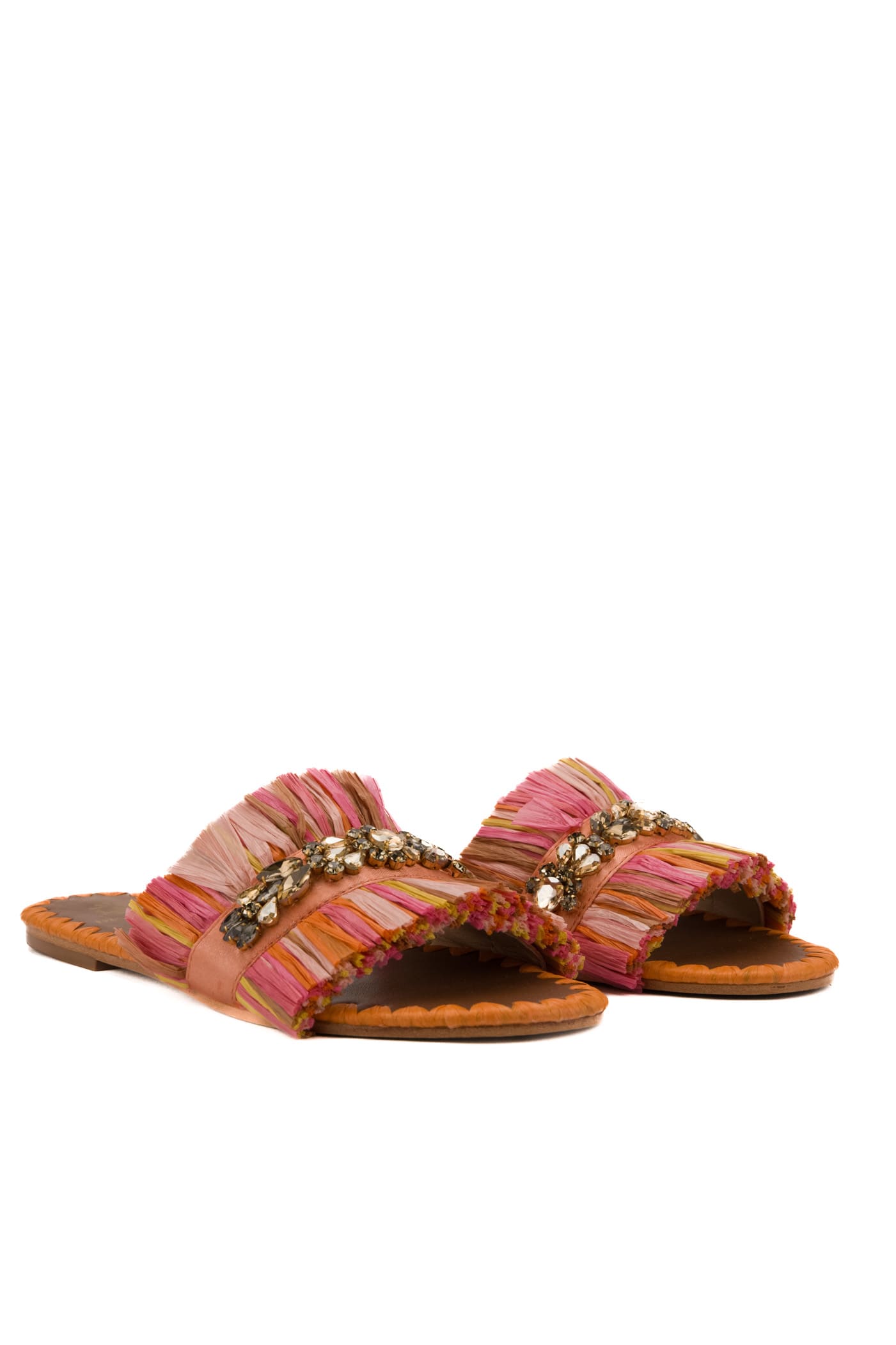 Shop De Siena Ava Sandals With Fringes In Multicolor Orange