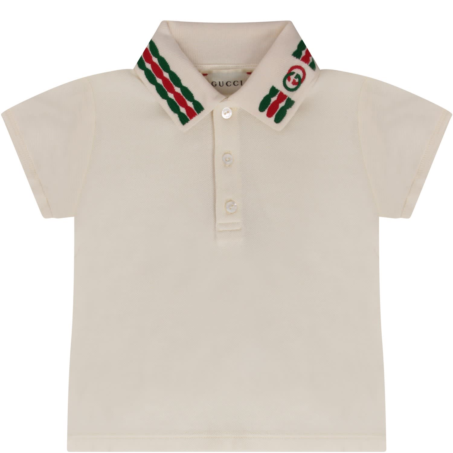 Gucci Ivory Polo Shirt With Logo For Baby Boy | ModeSens