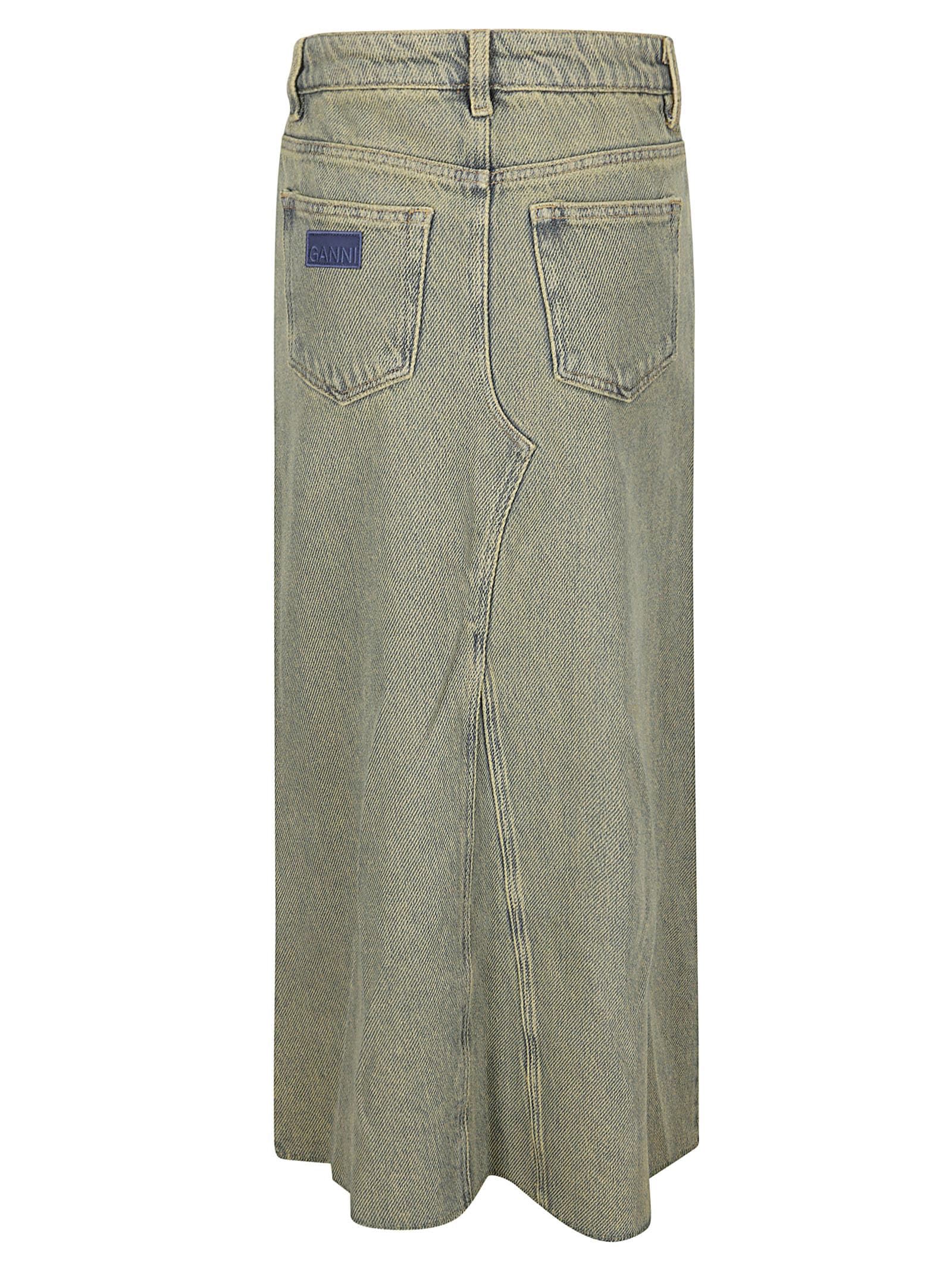 Shop Ganni Overdyed Heavy Denim Maxi Skirt In Shitake