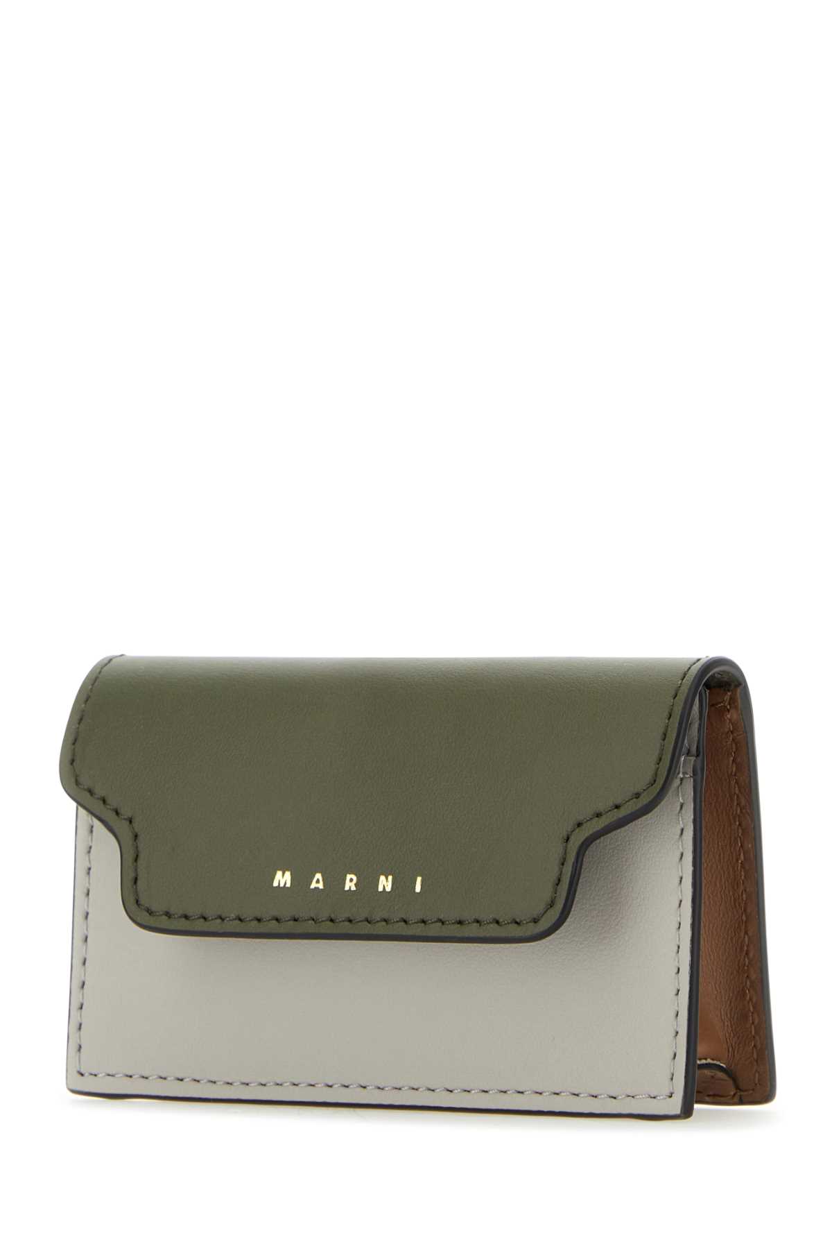 Shop Marni Multicolor Leather Business Card Holder In Mosstonepelicangoldbrown