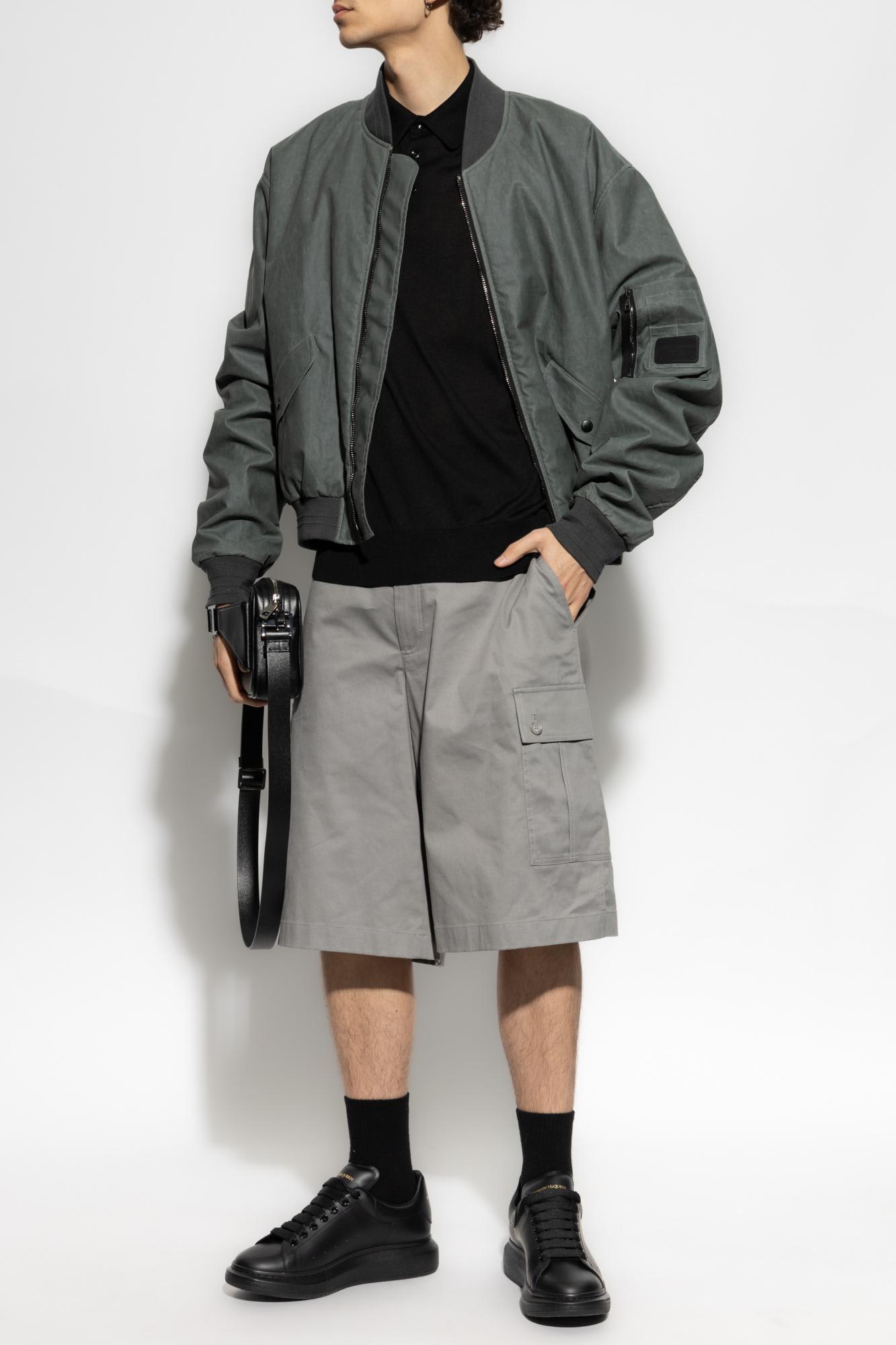 Dolce & Gabbana Cargo Bermuda Shorts In Cotton Gabardine In Grigio Beige 1