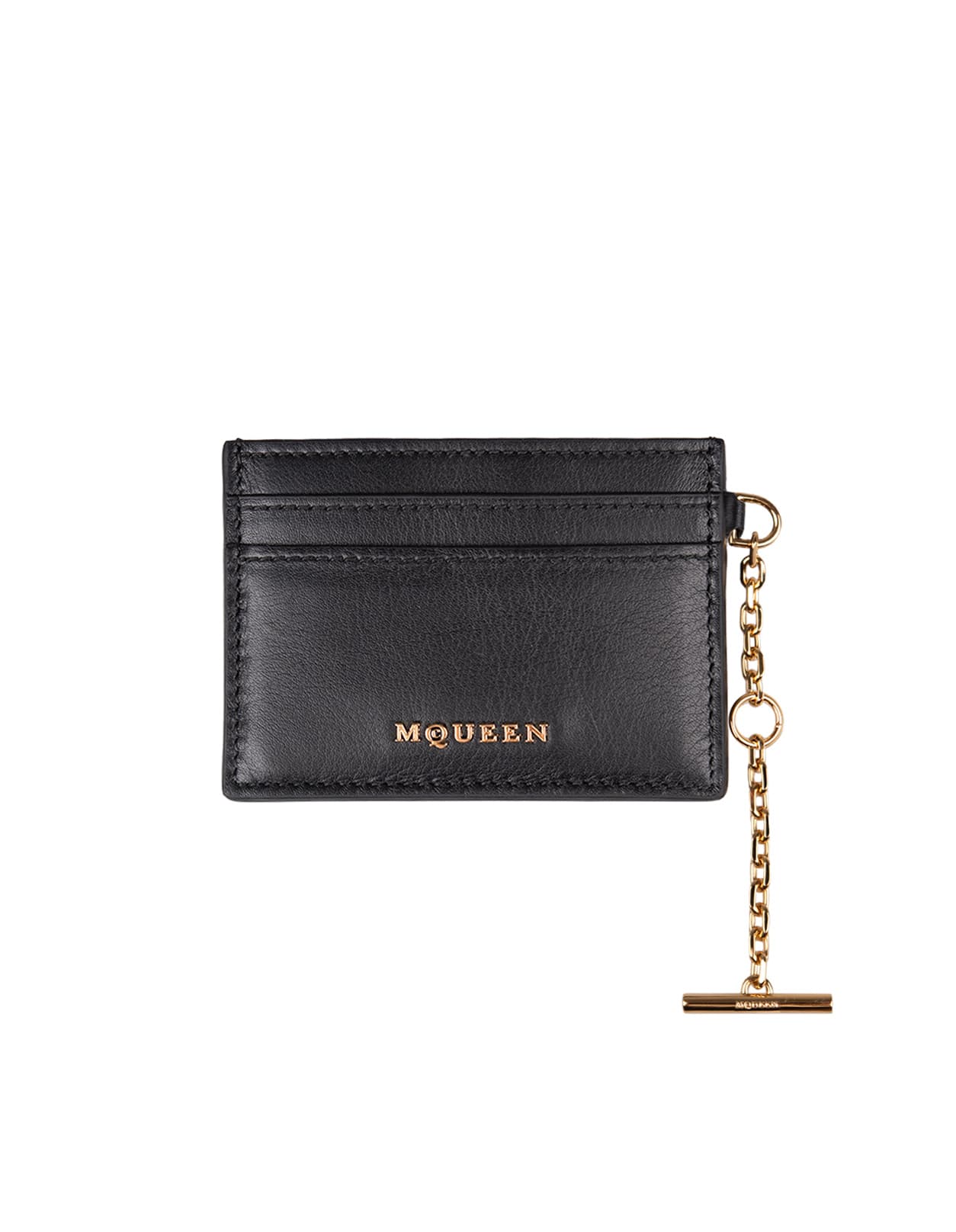 Alexander McQueen Sling Card Holder In Black And Gold