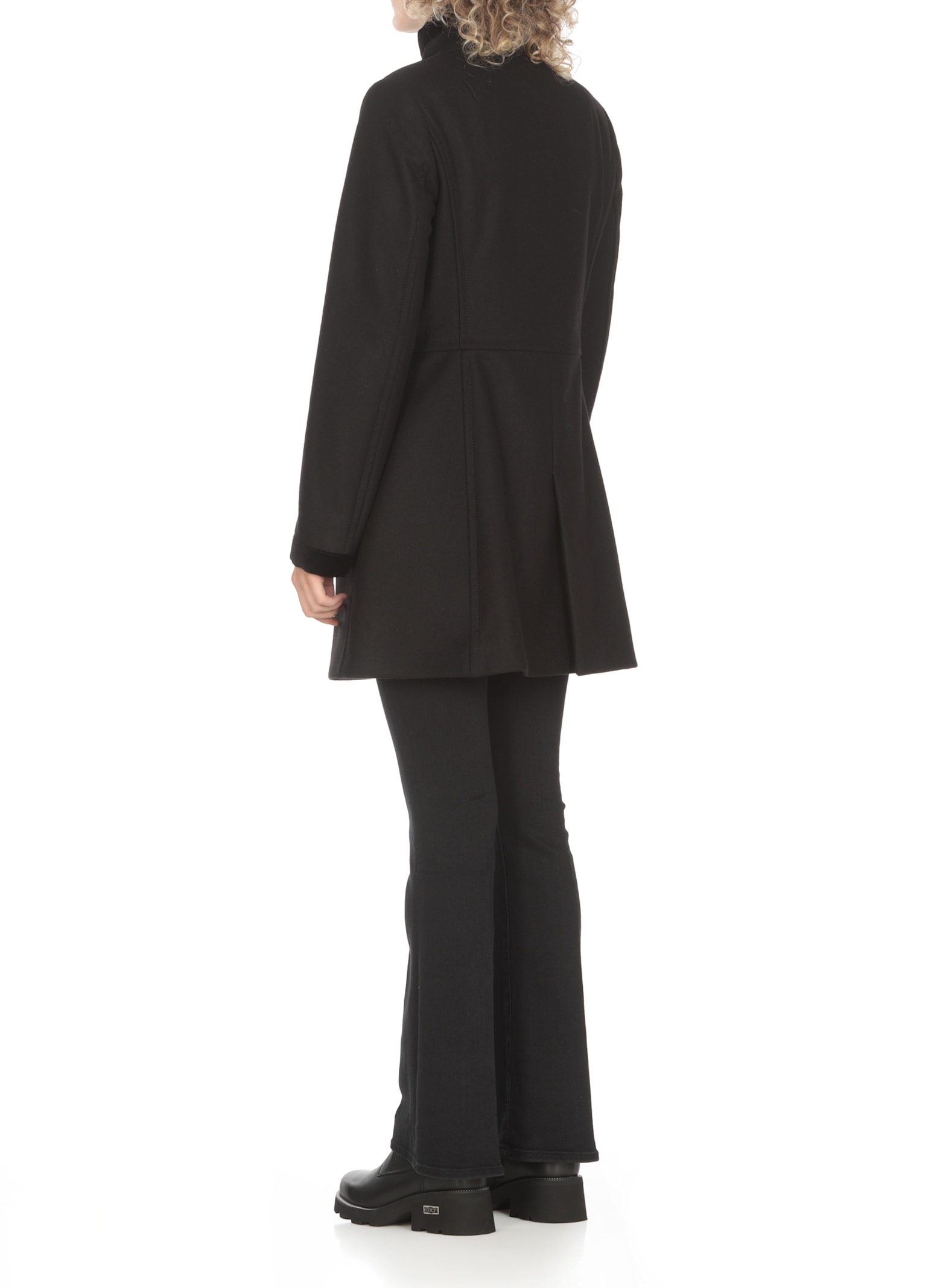 Fay Romantic Coat In Black In Soft Wool Blend Fabric In Black