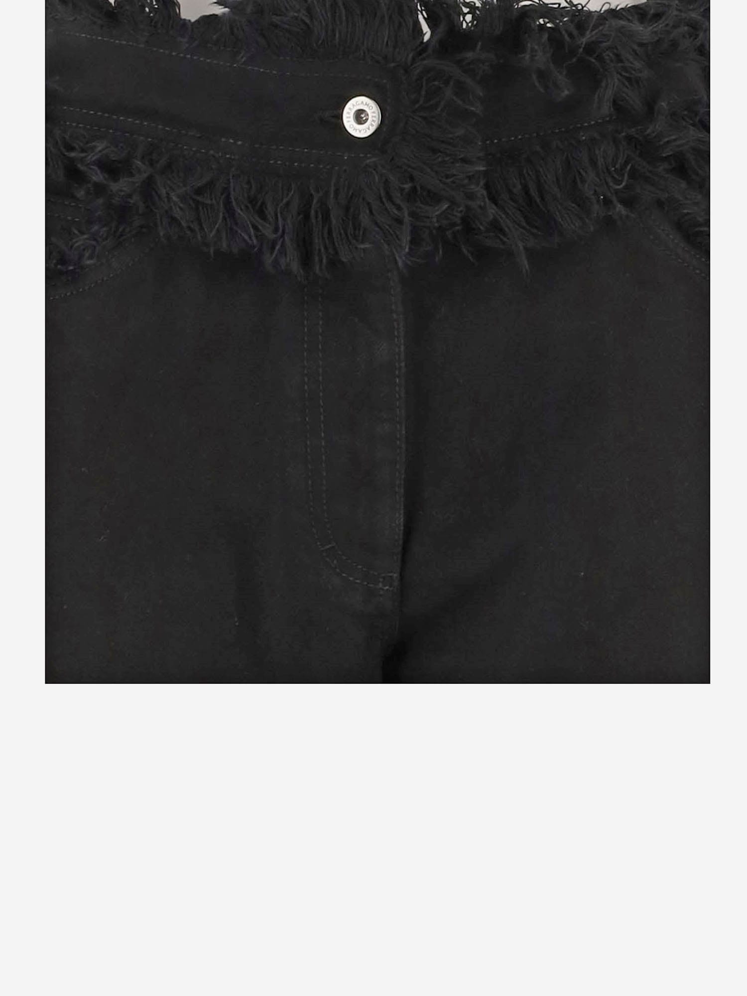 Ferragamo Frayed High-rise Straight-leg Pants In Black