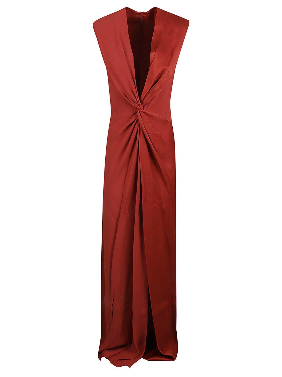 Shop Max Mara Pilard V-neck Sleeveless Dress In Red
