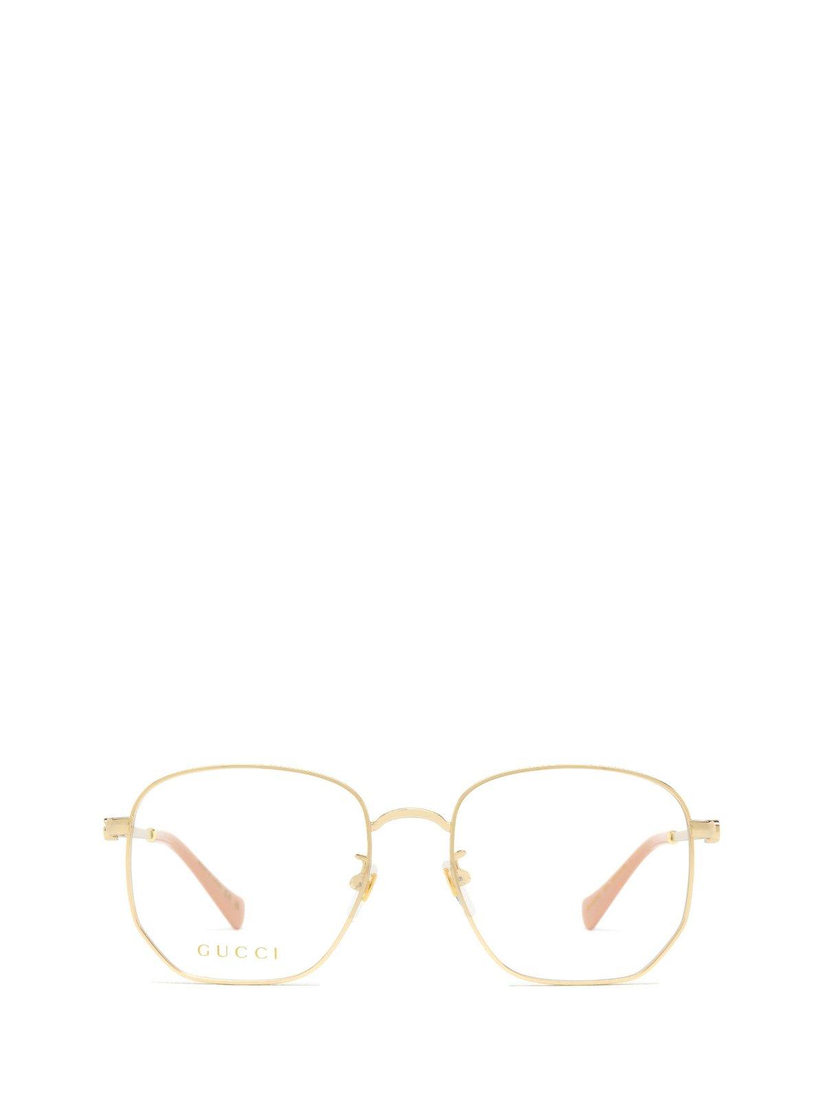 Shop Gucci Square Frame Glasses In 003 Gold Gold Transparent