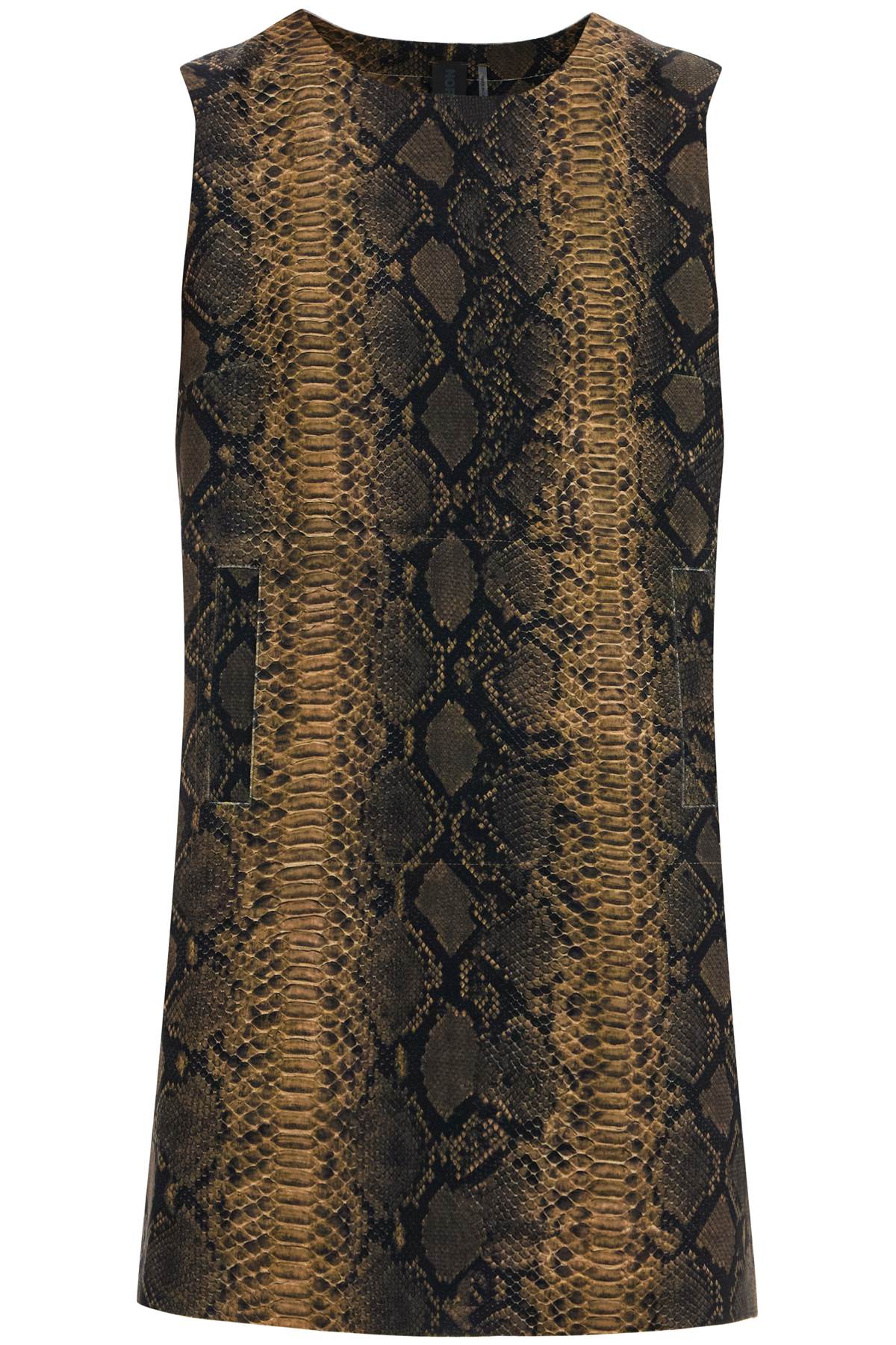 Brown Python Print Sleeveless Mini Dress