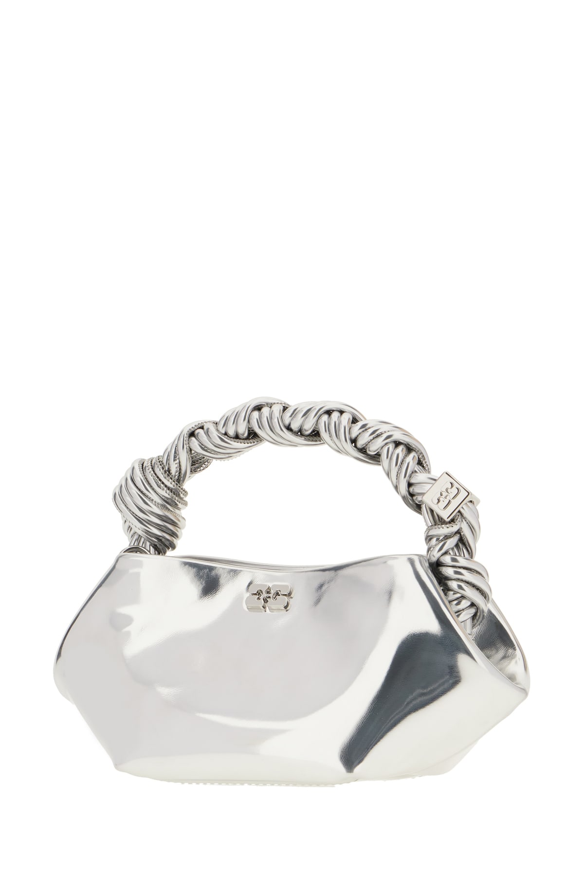 Ganni Twisted-handle Tote Bag In Silver