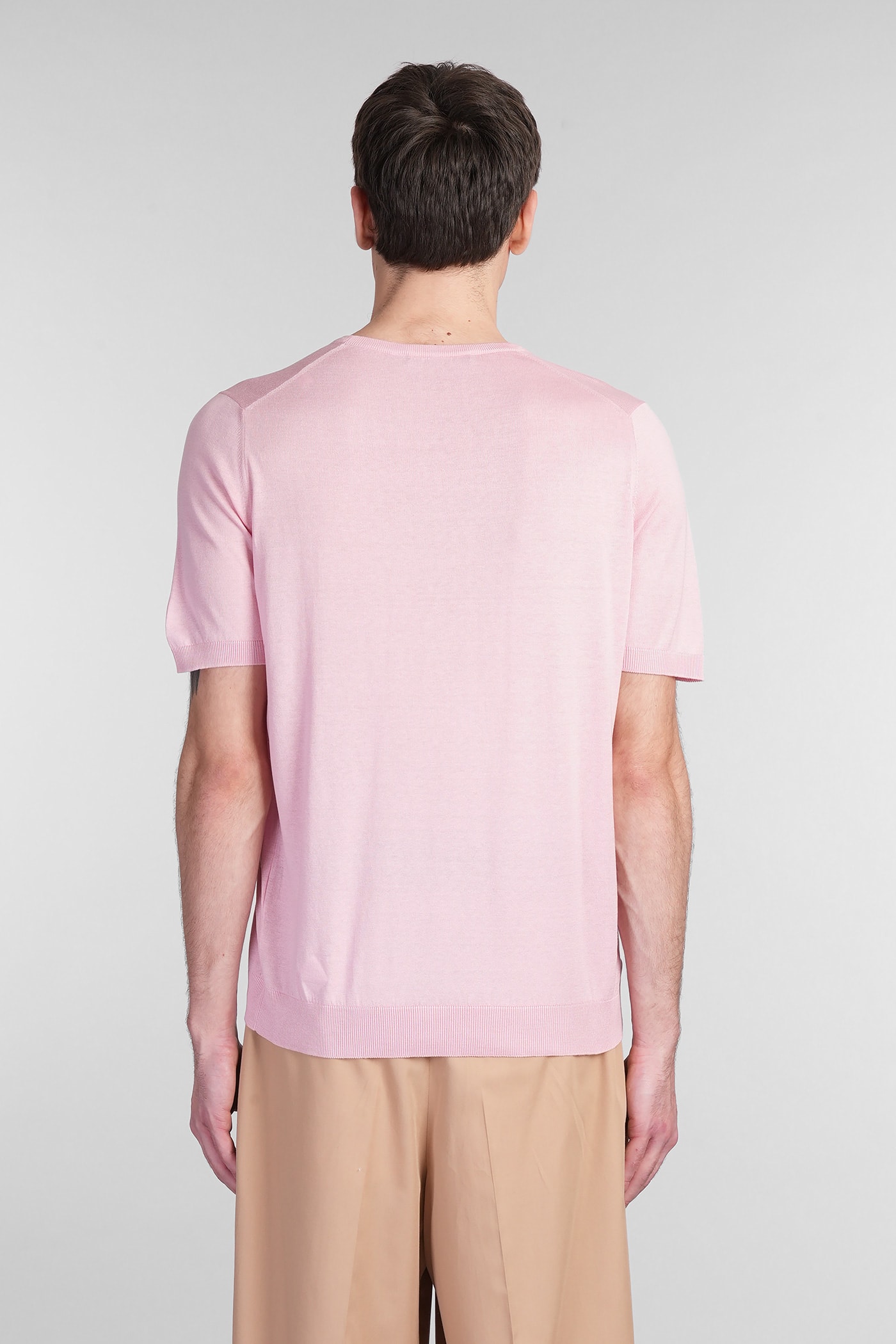 Shop Tagliatore Josh T-shirt In Rose-pink Silk