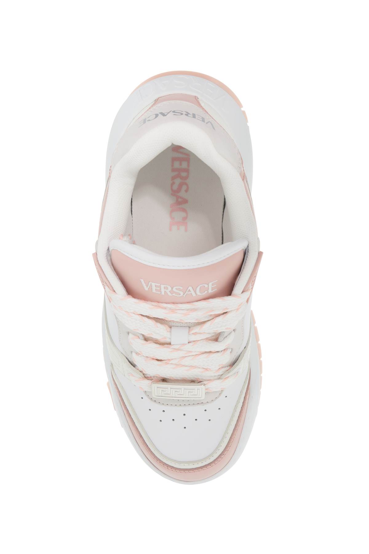 Shop Versace Odyssey Sneakers In Dusty Rose+white-palladiu (white)