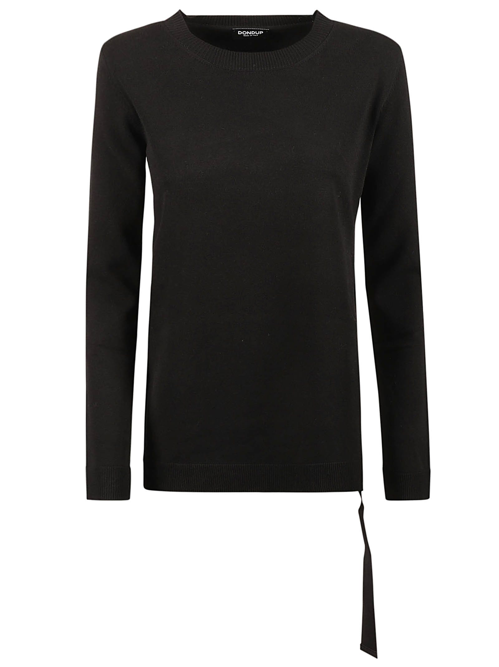 Shop Dondup Side Slit Bow Detail Round Neck Sweater In Black