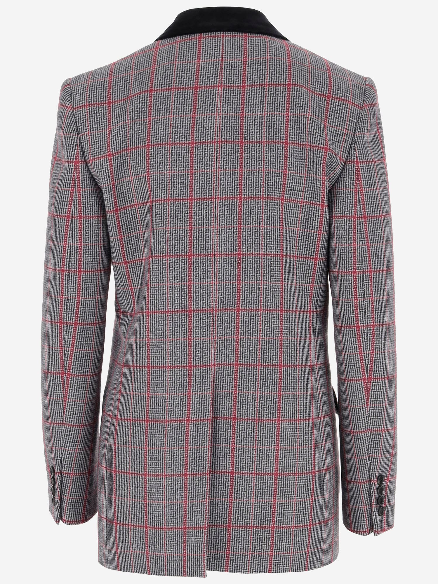 Chloé Double-breasted Velvet-trimmed Checked Wool Blazer