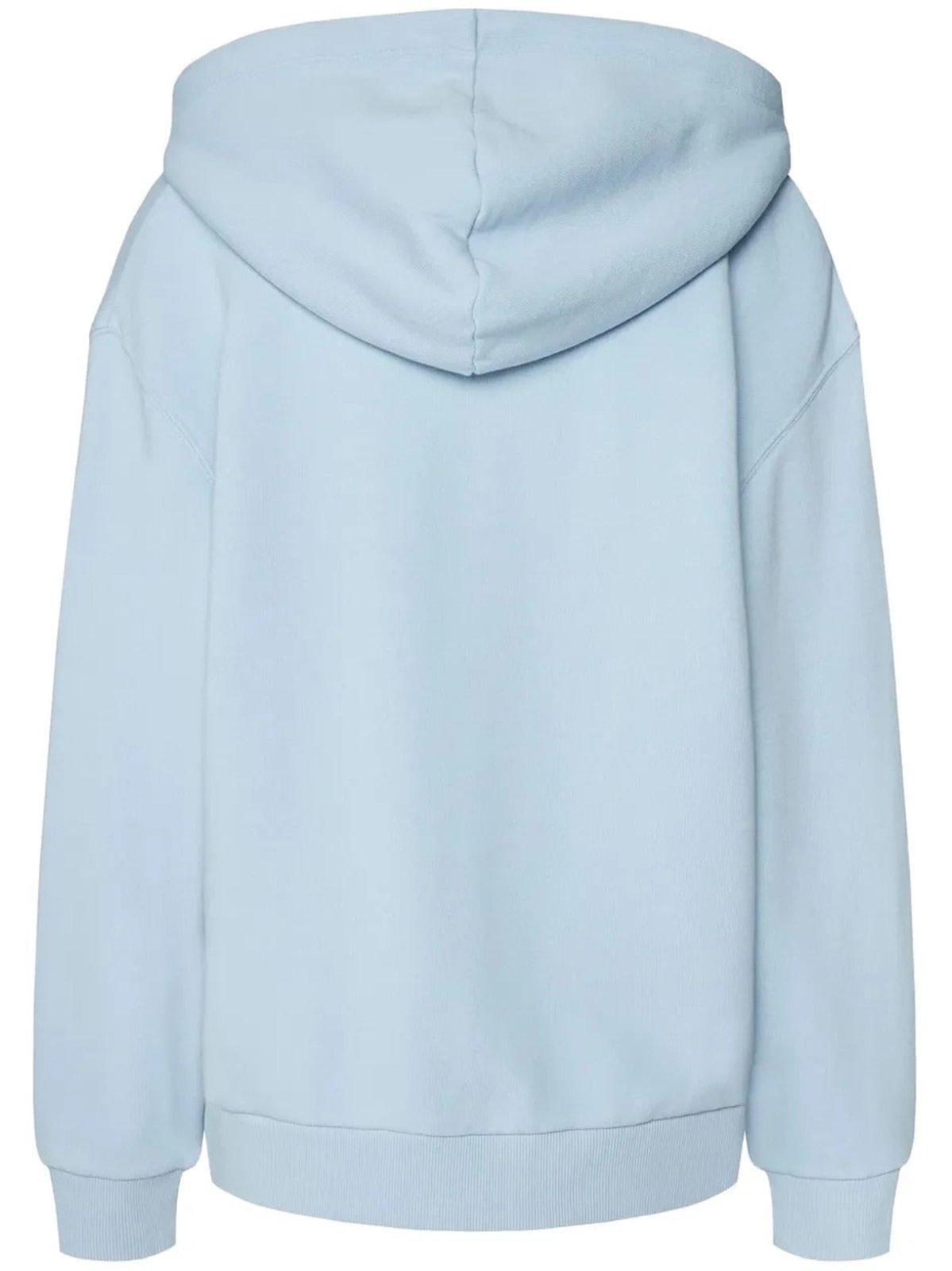 Tommy Hilfiger Logo Embroidered Drawstring Hoodie In Blue