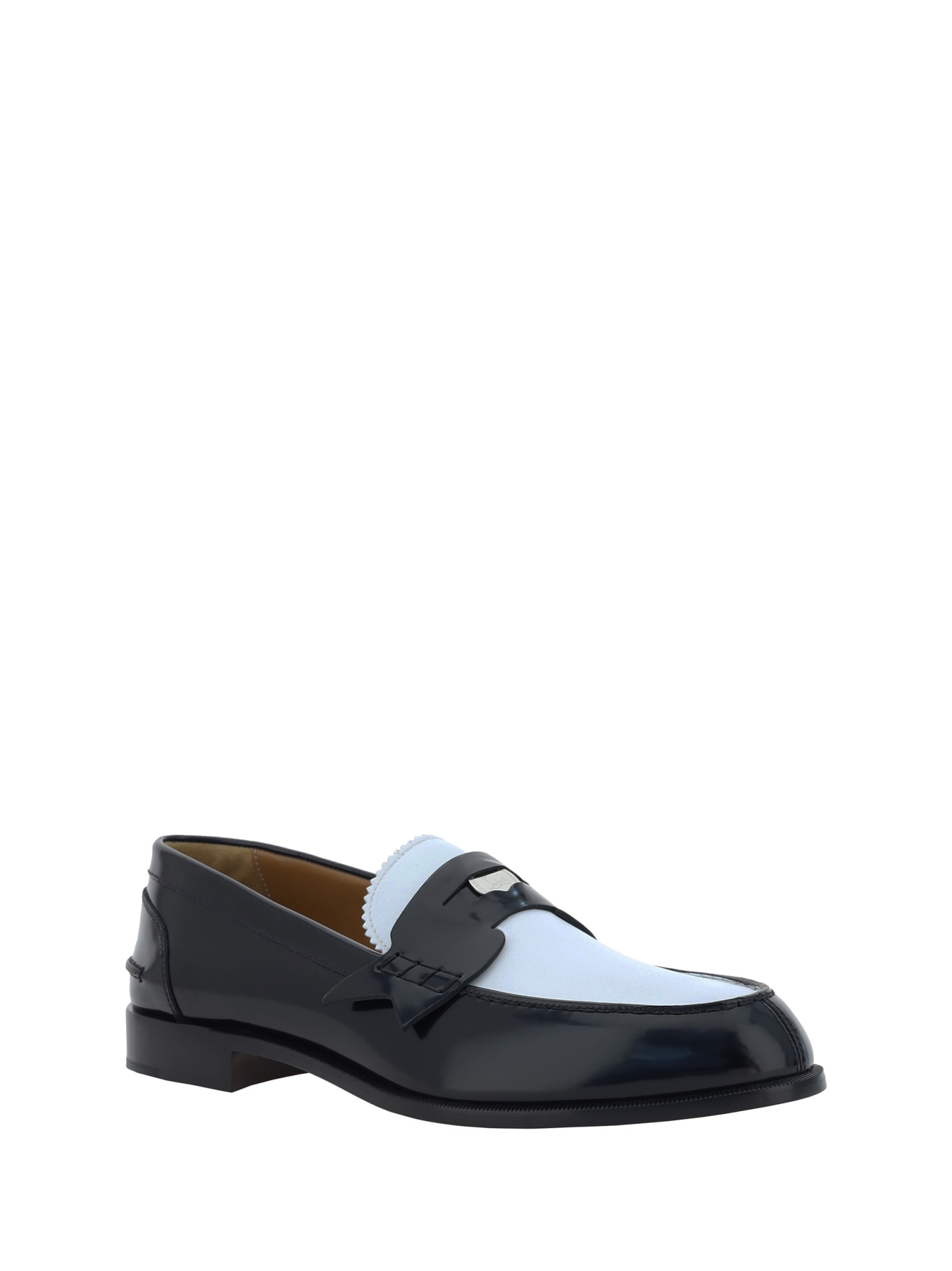 Shop Christian Louboutin Penny Loafers In Black/white