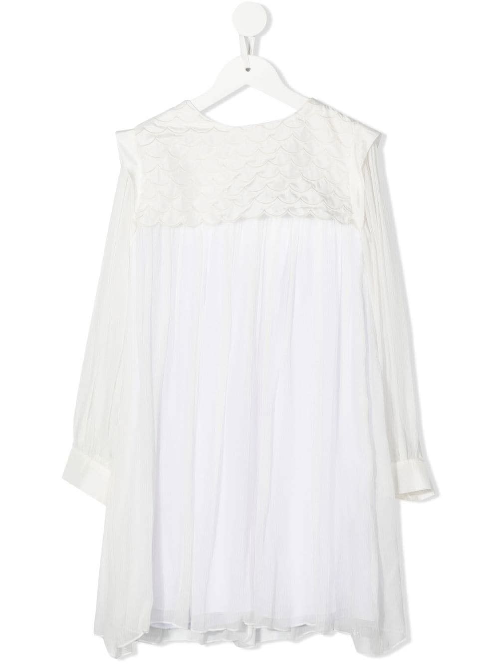 Chloé Kids White Formal Dress In Silk