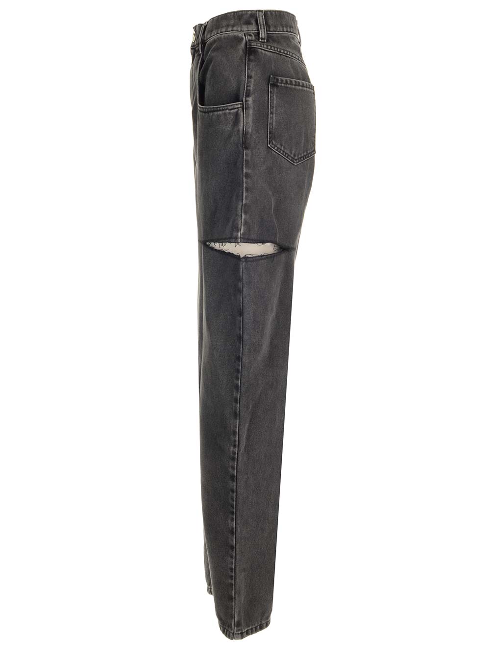 Maison Margiela High-waisted Black Denim Jeans With Relaxed Straight-leg Fit In Gray