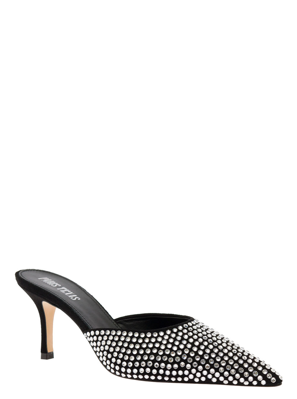 Shop Paris Texas Hollywood Black Pointed Mules With Rhinestone Embellishment In Leather Woman