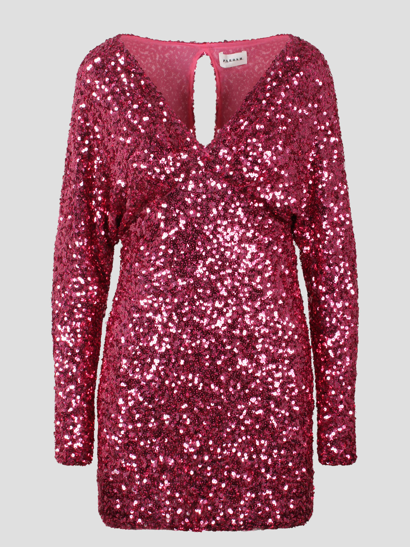 Shop P.a.r.o.s.h Full Sequin Mini Dress In Pink & Purple