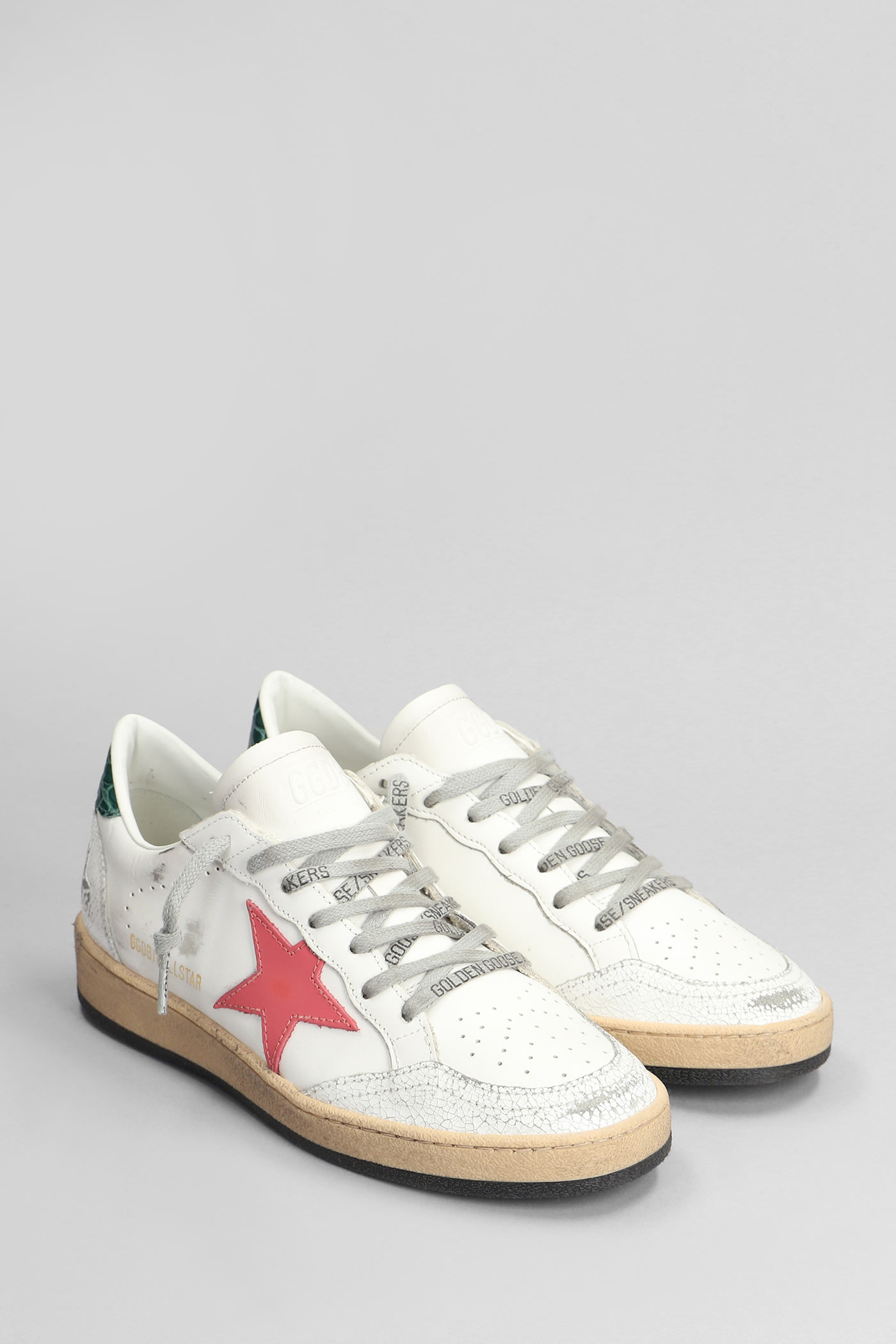 Shop Golden Goose Ball Star Sneakers In White Leather