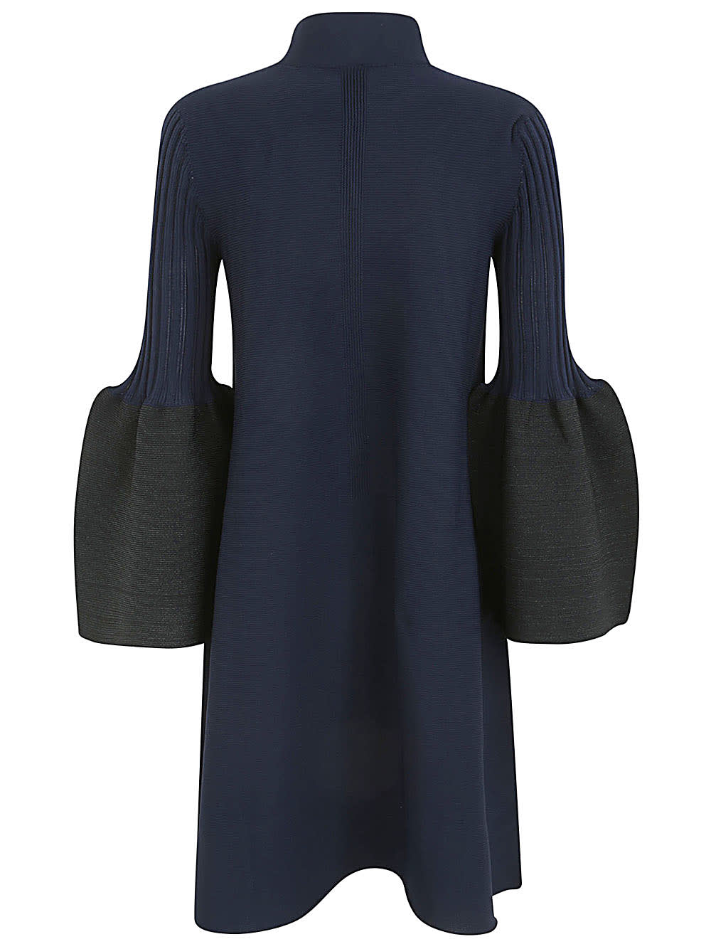 Shop Cfcl Pottery Glitter Long Bell Sleeve Flare Mini Dress In Navy Black