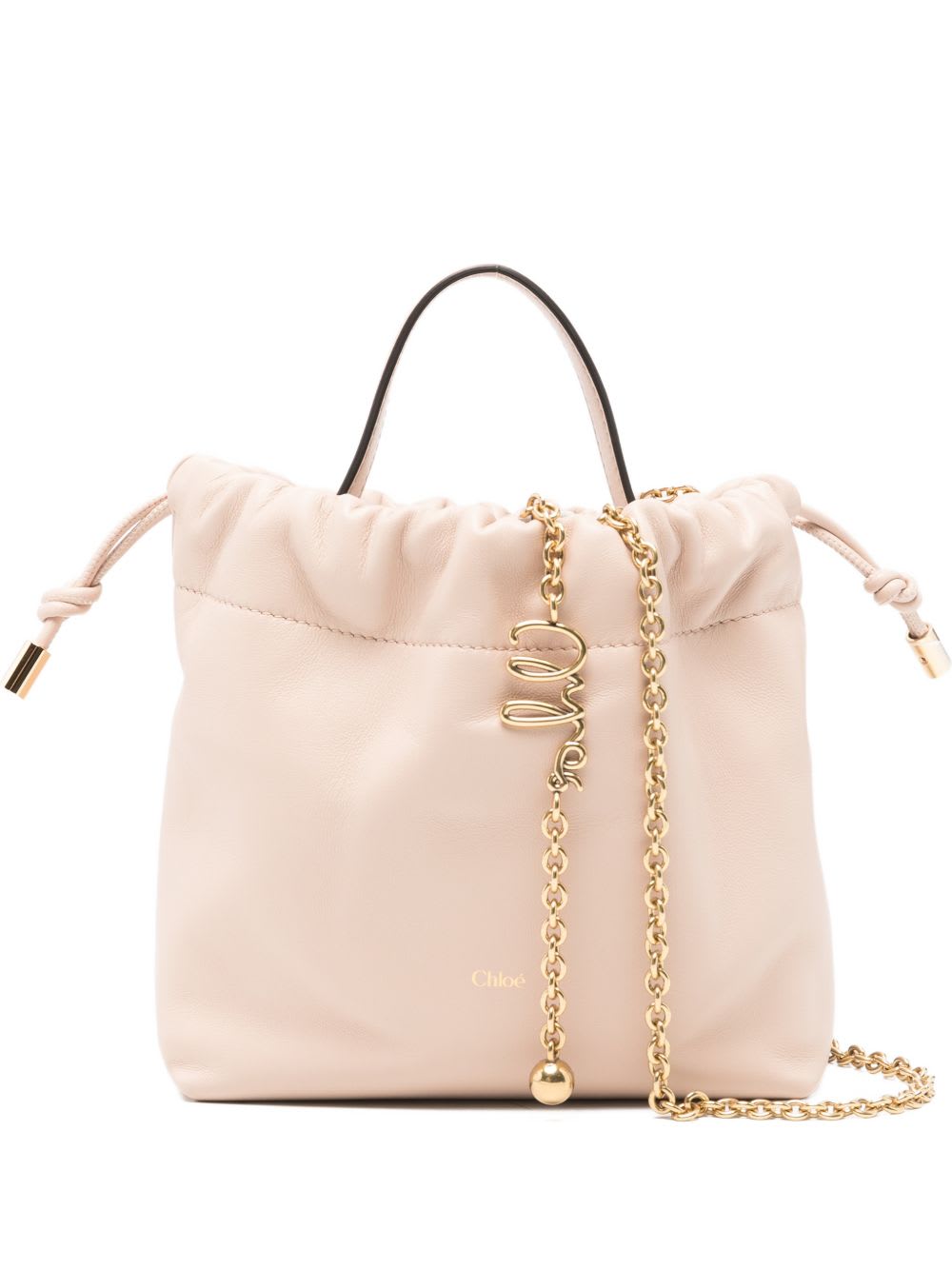 Chloé Icons Leather Bucket Bag Chain Strap Handle In Pink