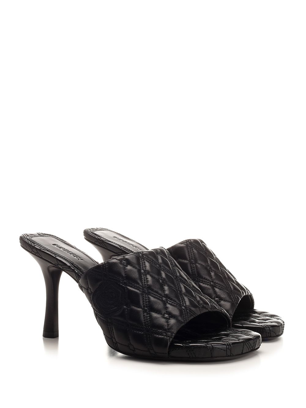 Shop Burberry Quilt Mule In Black