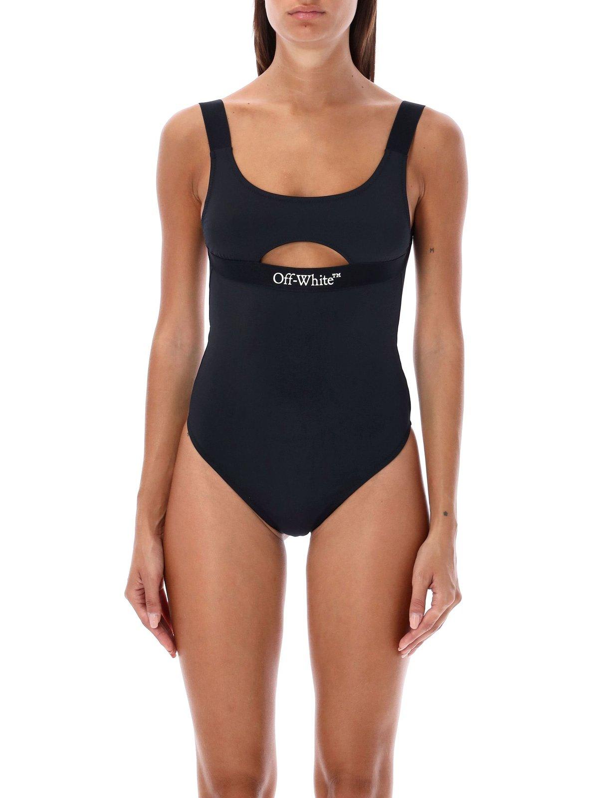 Shop Off-white Cut-out Sleeveless Swimsuit In Nero