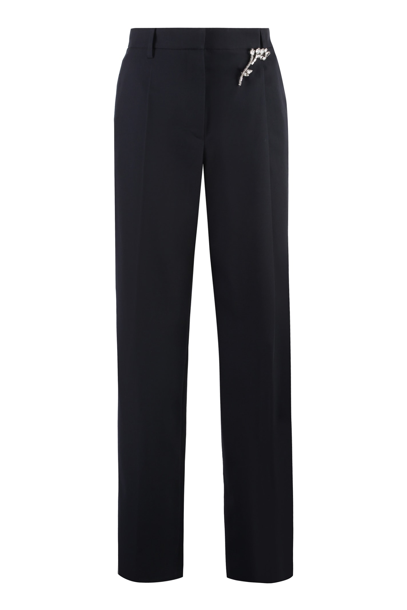 Shop Prada Wool Gabardine Trousers In Blue