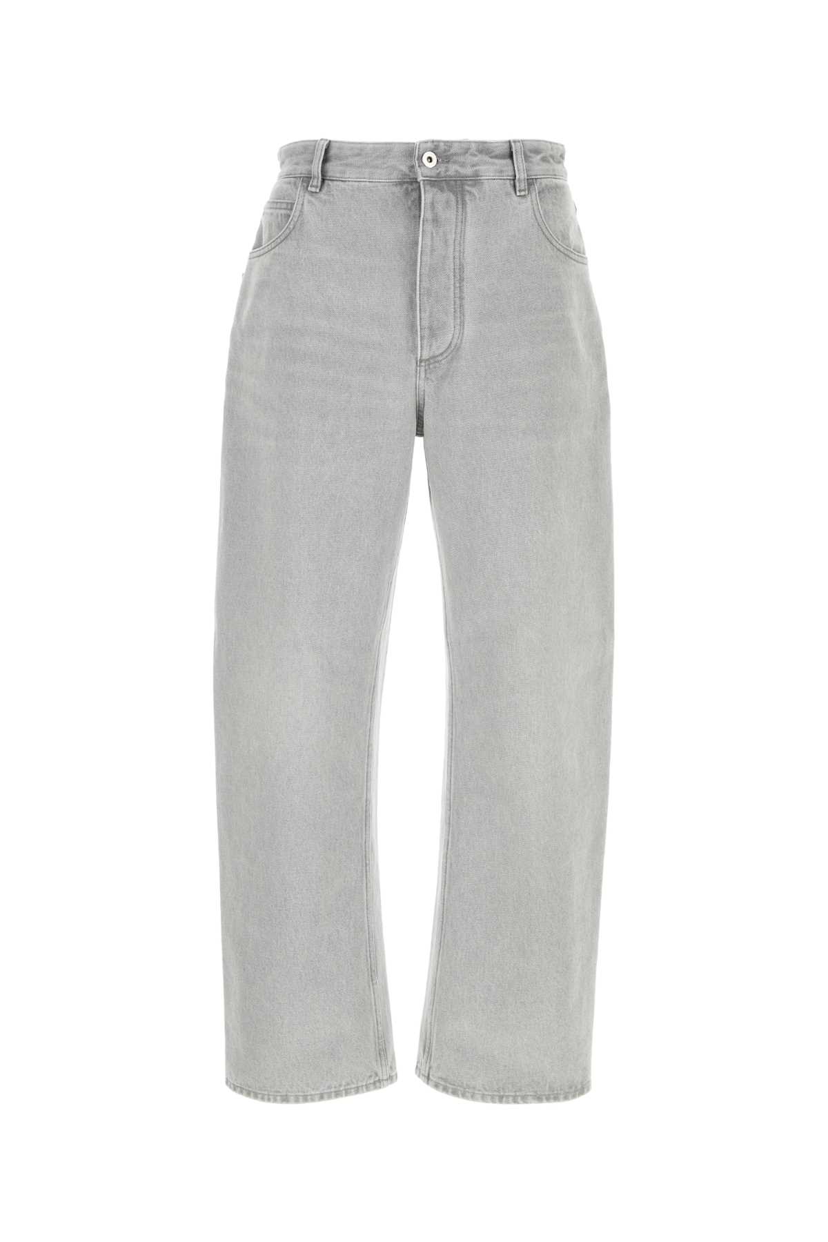 Shop Bottega Veneta Grey Denim Jeans In Lightgrey