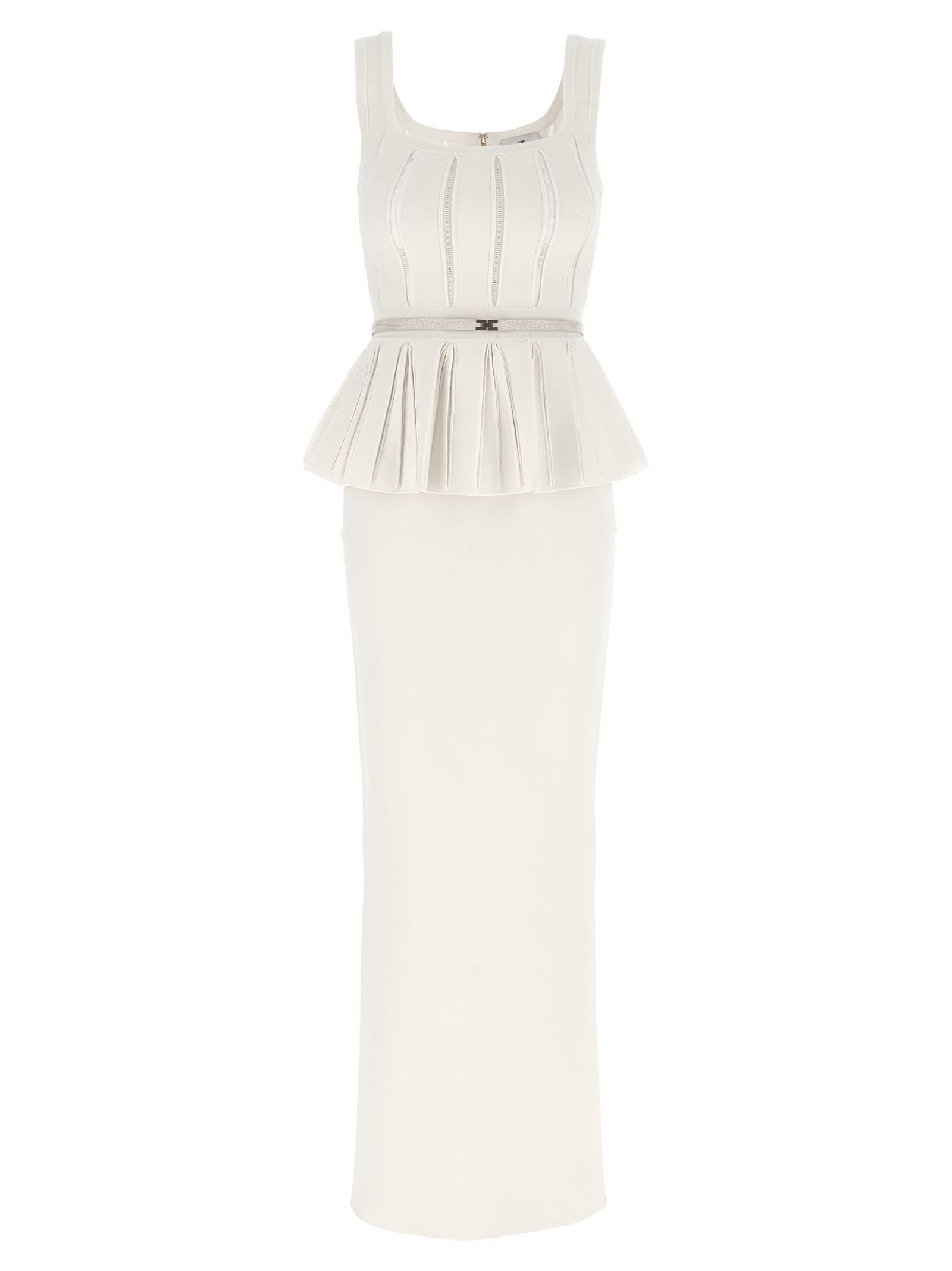 Elisabetta Franchi Red Carpet Eyelet-embellished Maxi Dress In White