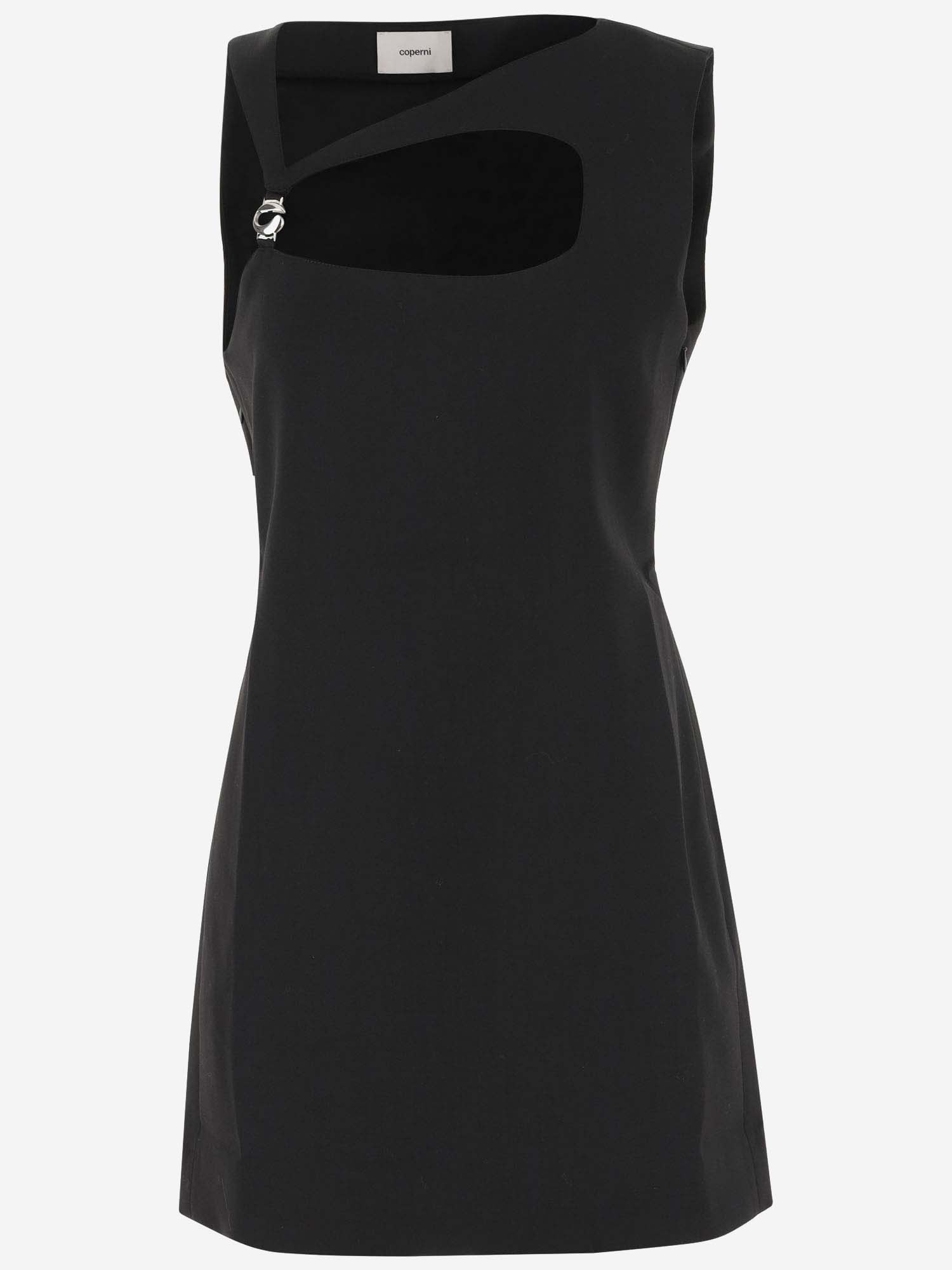 Shop Coperni Viscose Blend Dress With Logo In Black Black