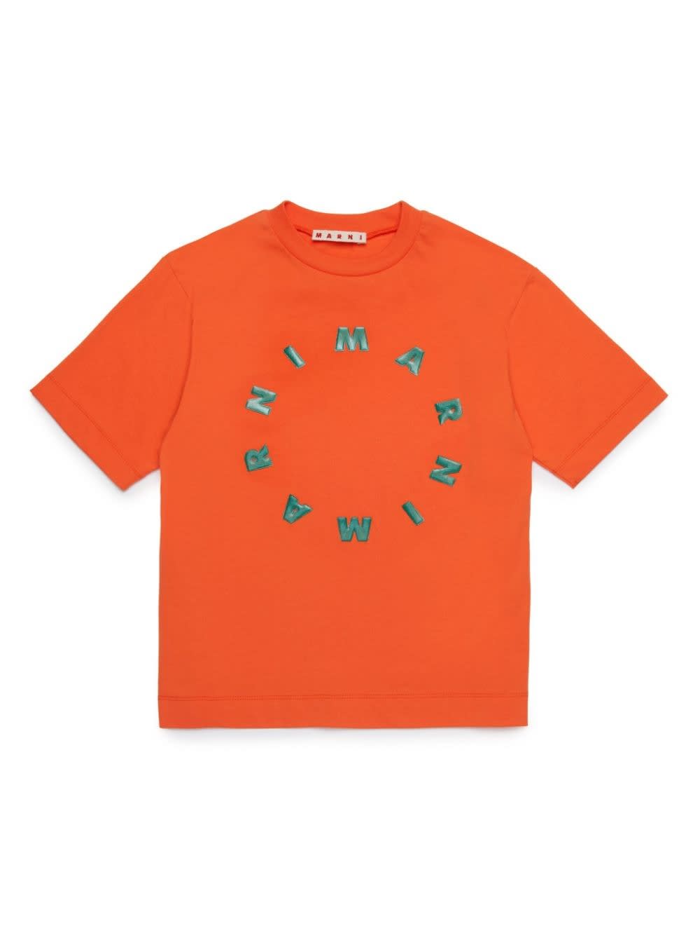 Shop Marni T-shirt Con Logo In Orange