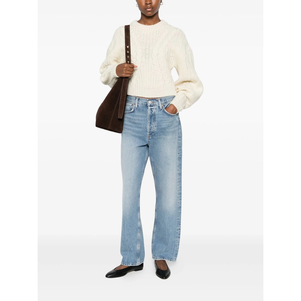 Agolde Denim Trousers With Belt Loops In Blue